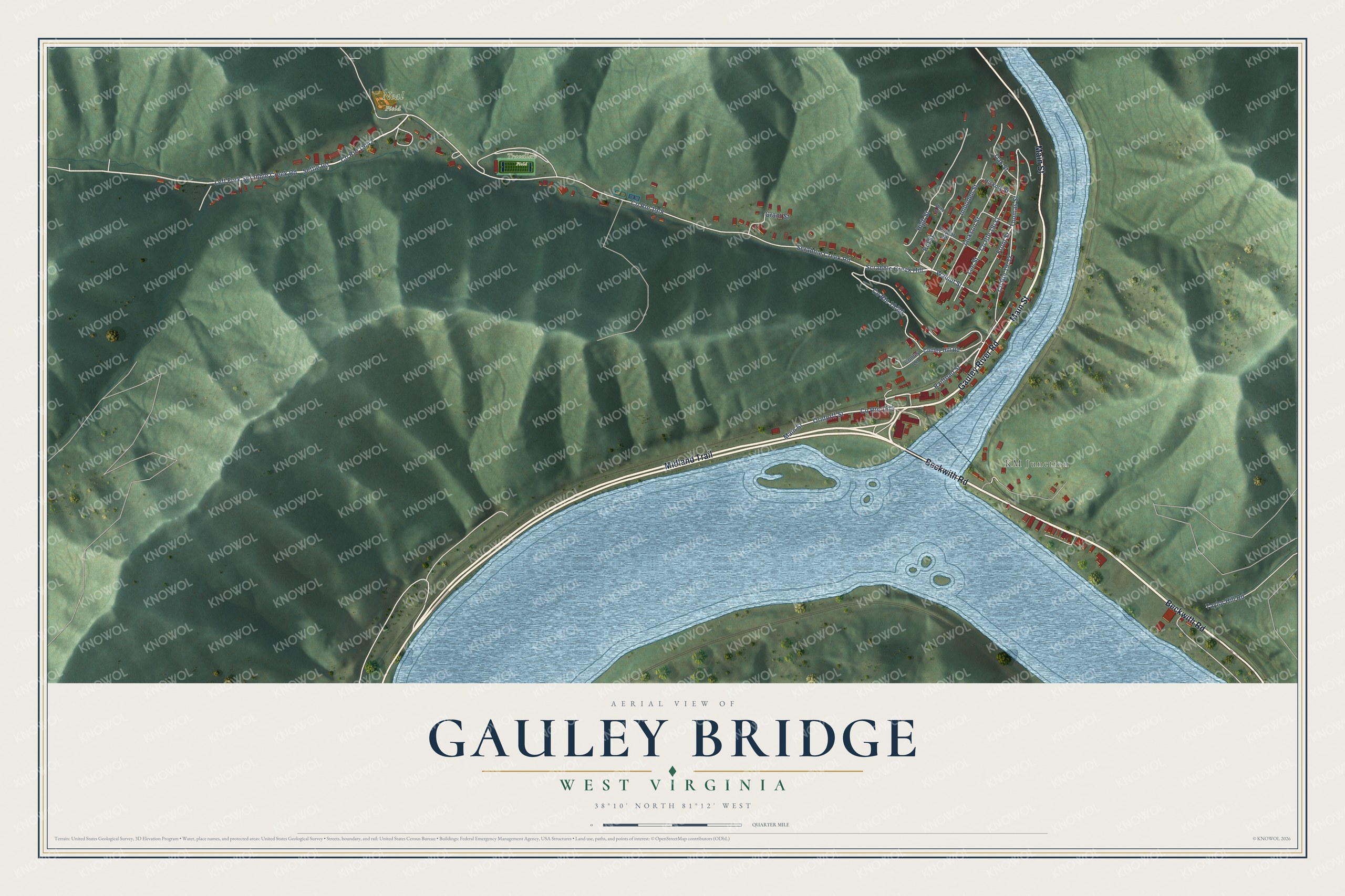 Watermarked full-map preview of Gauley Bridge, West Virginia