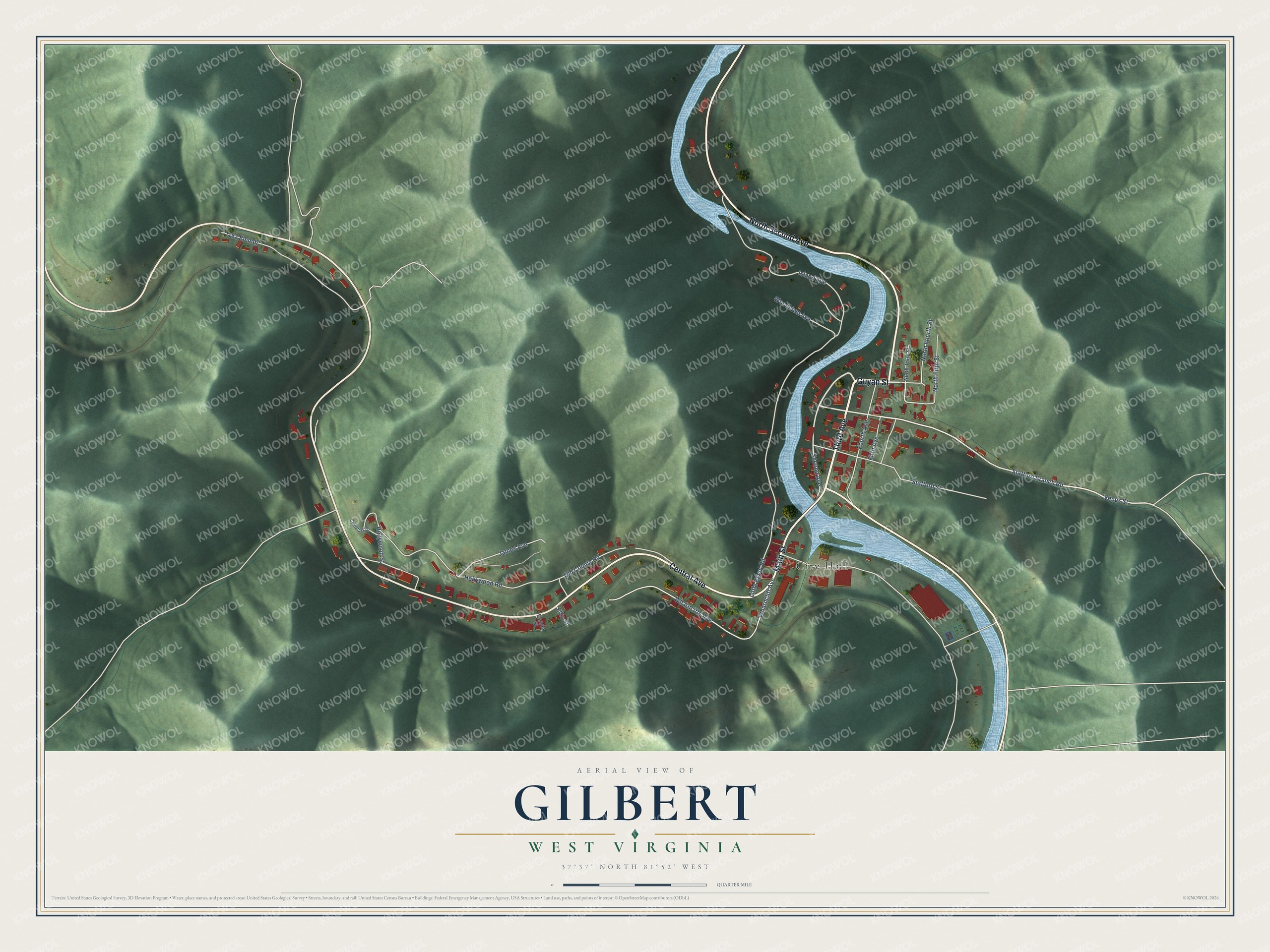Watermarked full-map preview of Gilbert, West Virginia