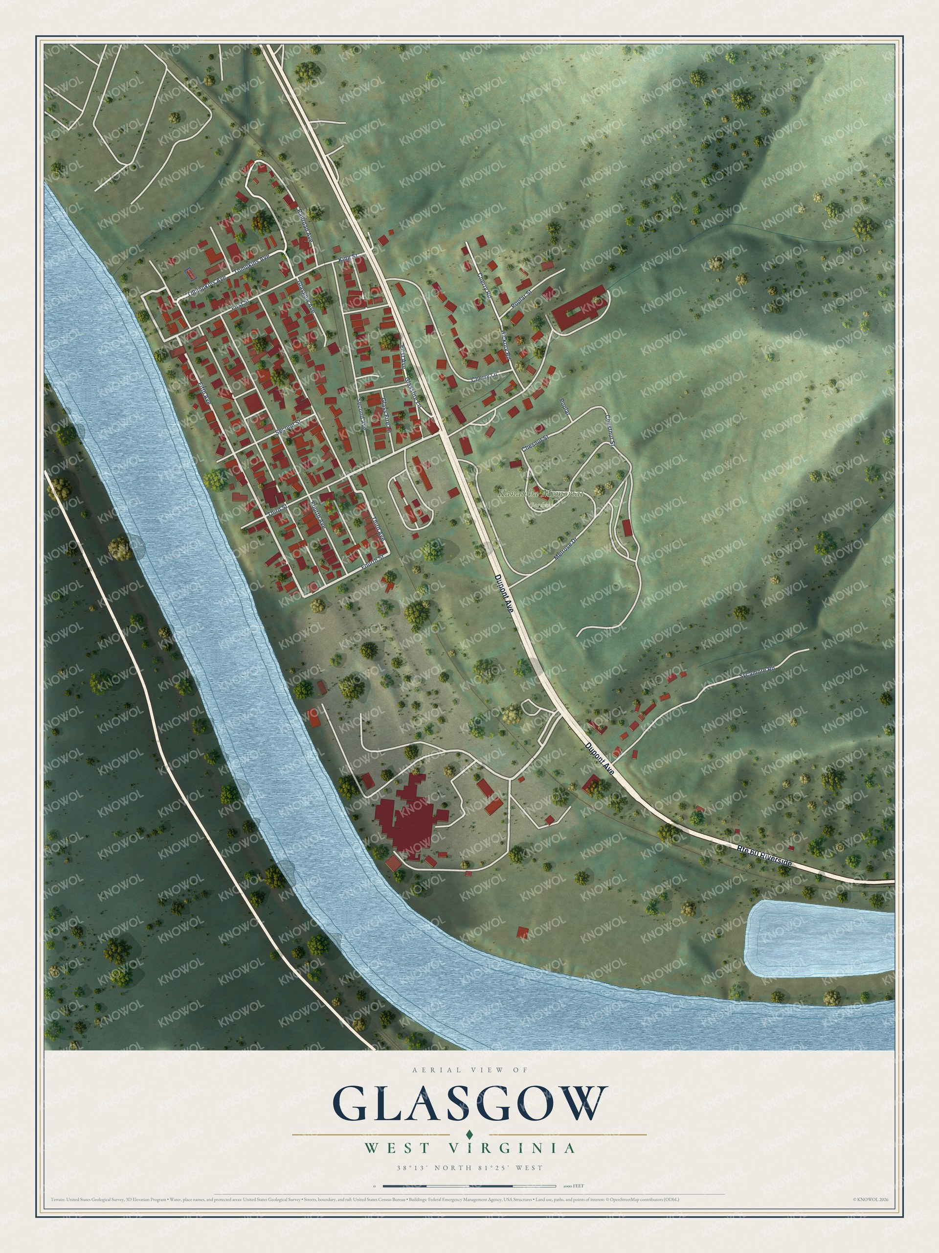 Watermarked full-map preview of Glasgow, West Virginia