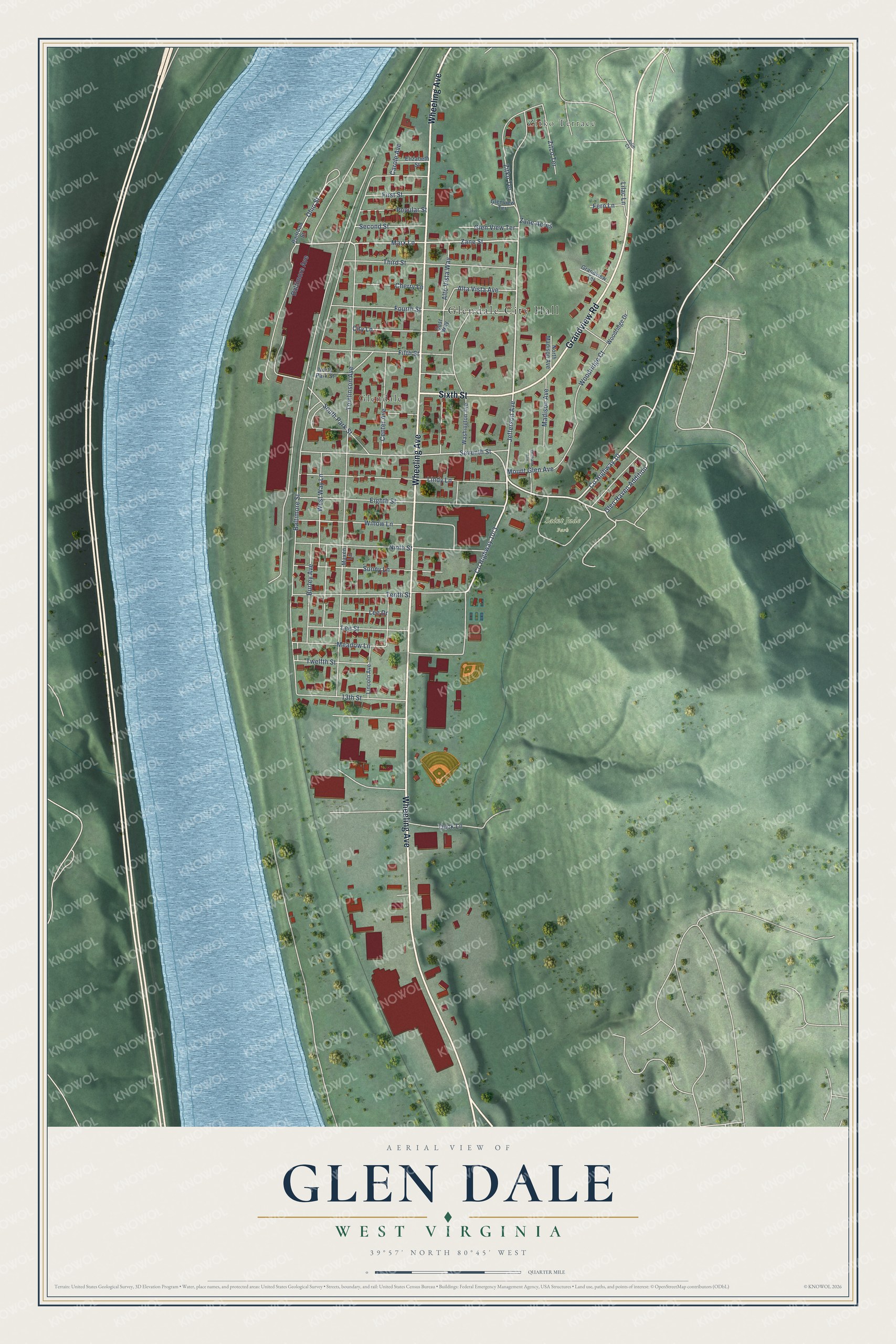 Watermarked full-map preview of Glen Dale, West Virginia