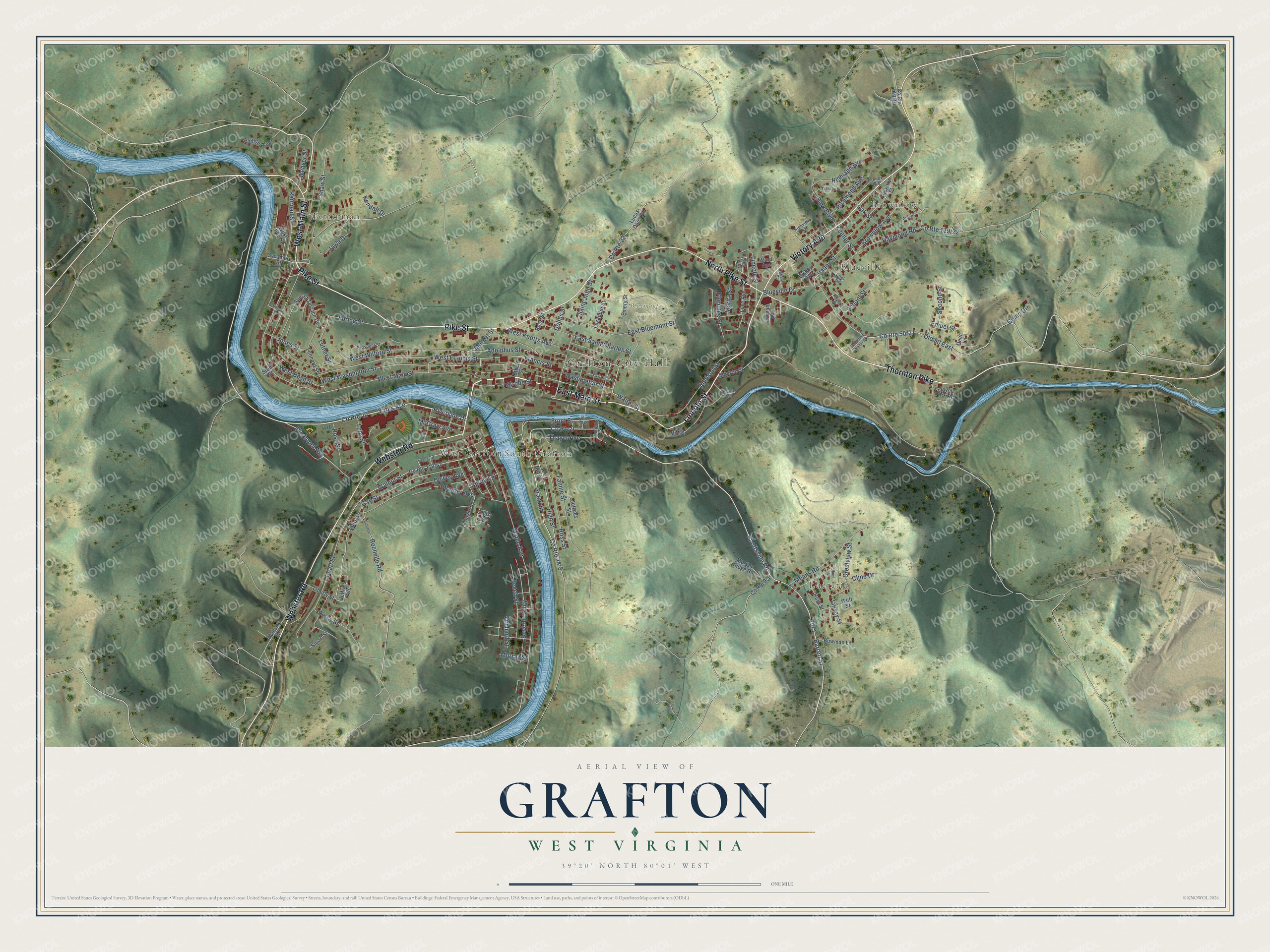 Watermarked full-map preview of Grafton, West Virginia