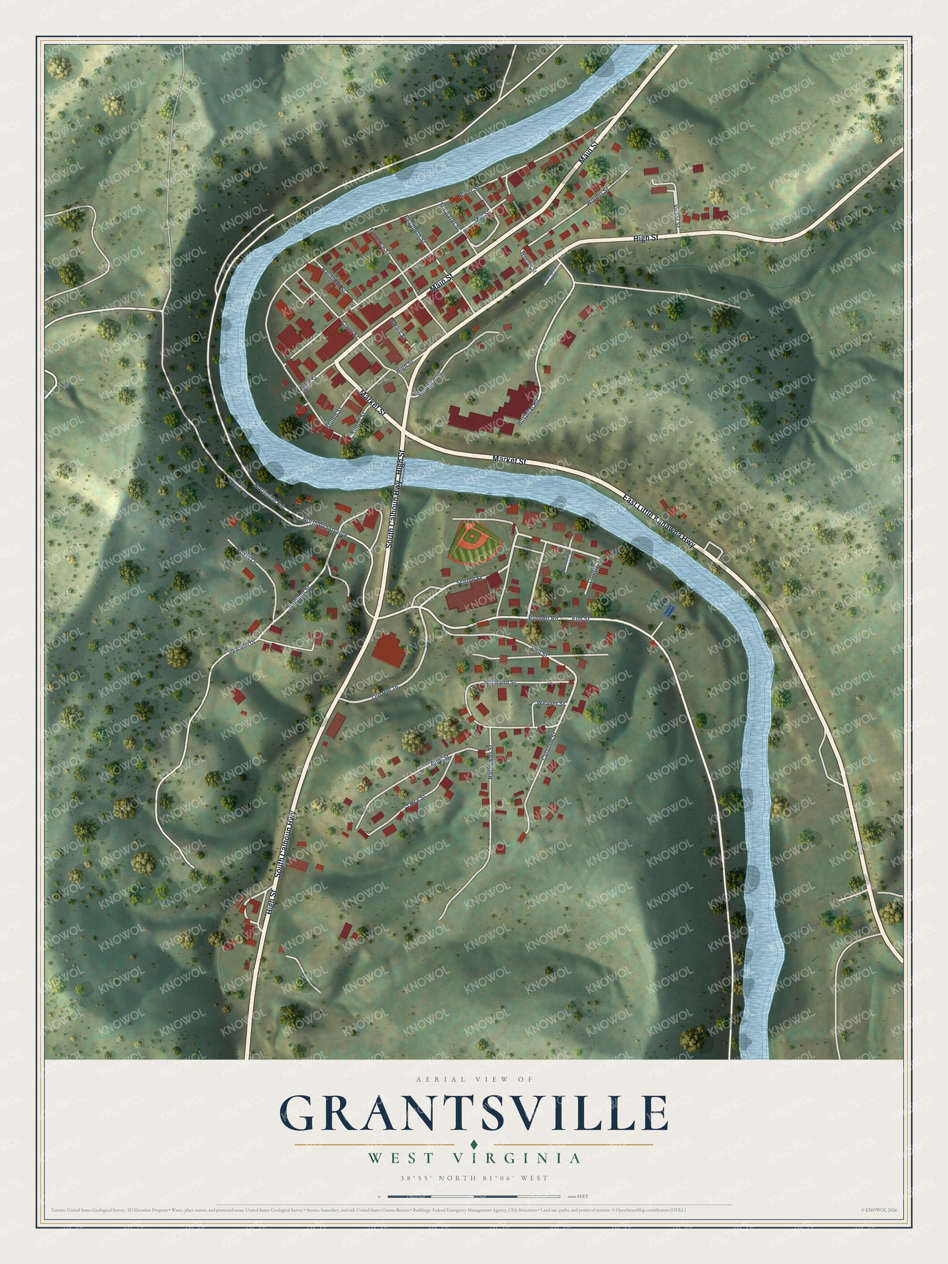 Watermarked full-map preview of Grantsville, West Virginia