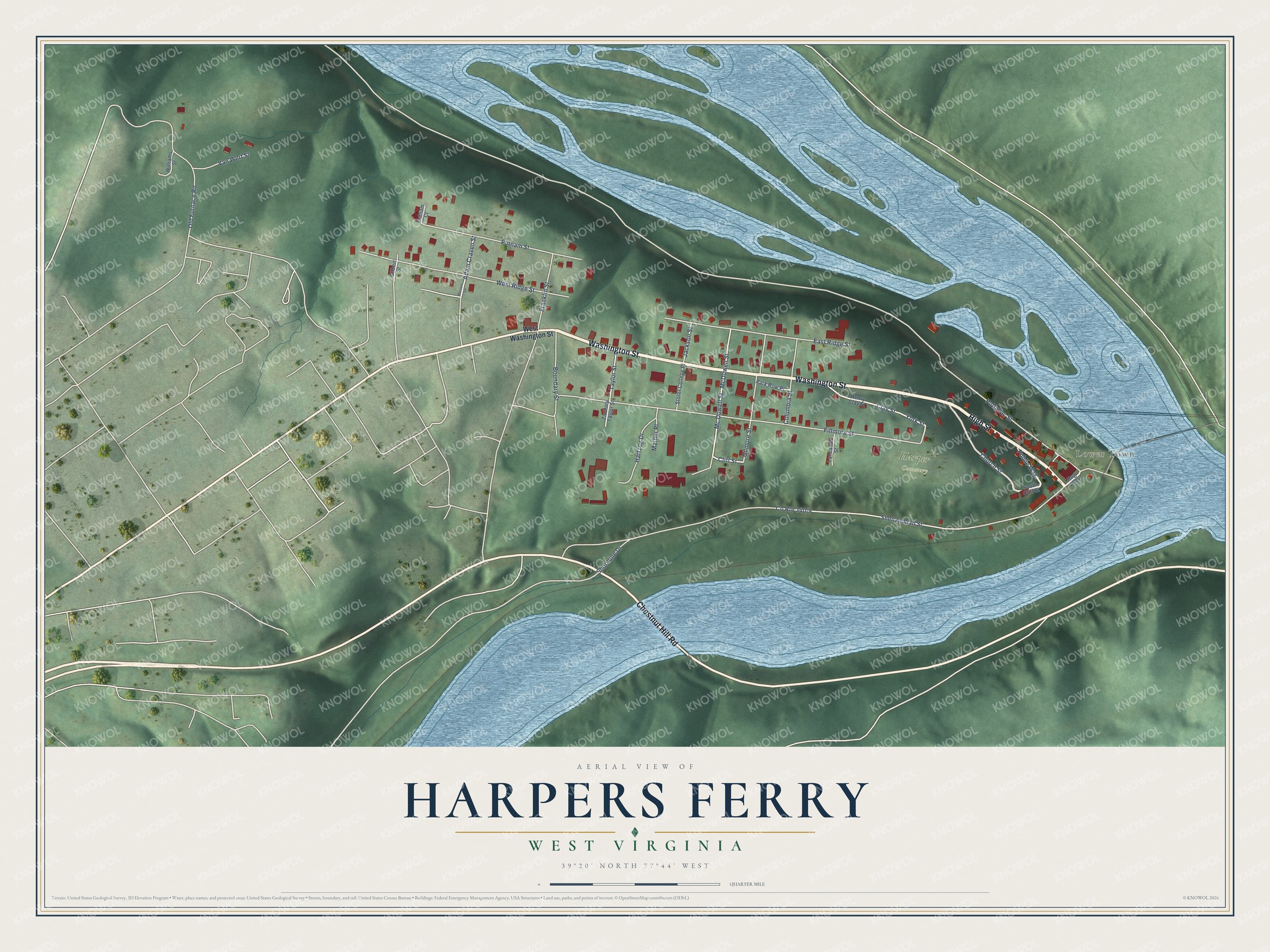 Watermarked full-map preview of Harpers Ferry, West Virginia