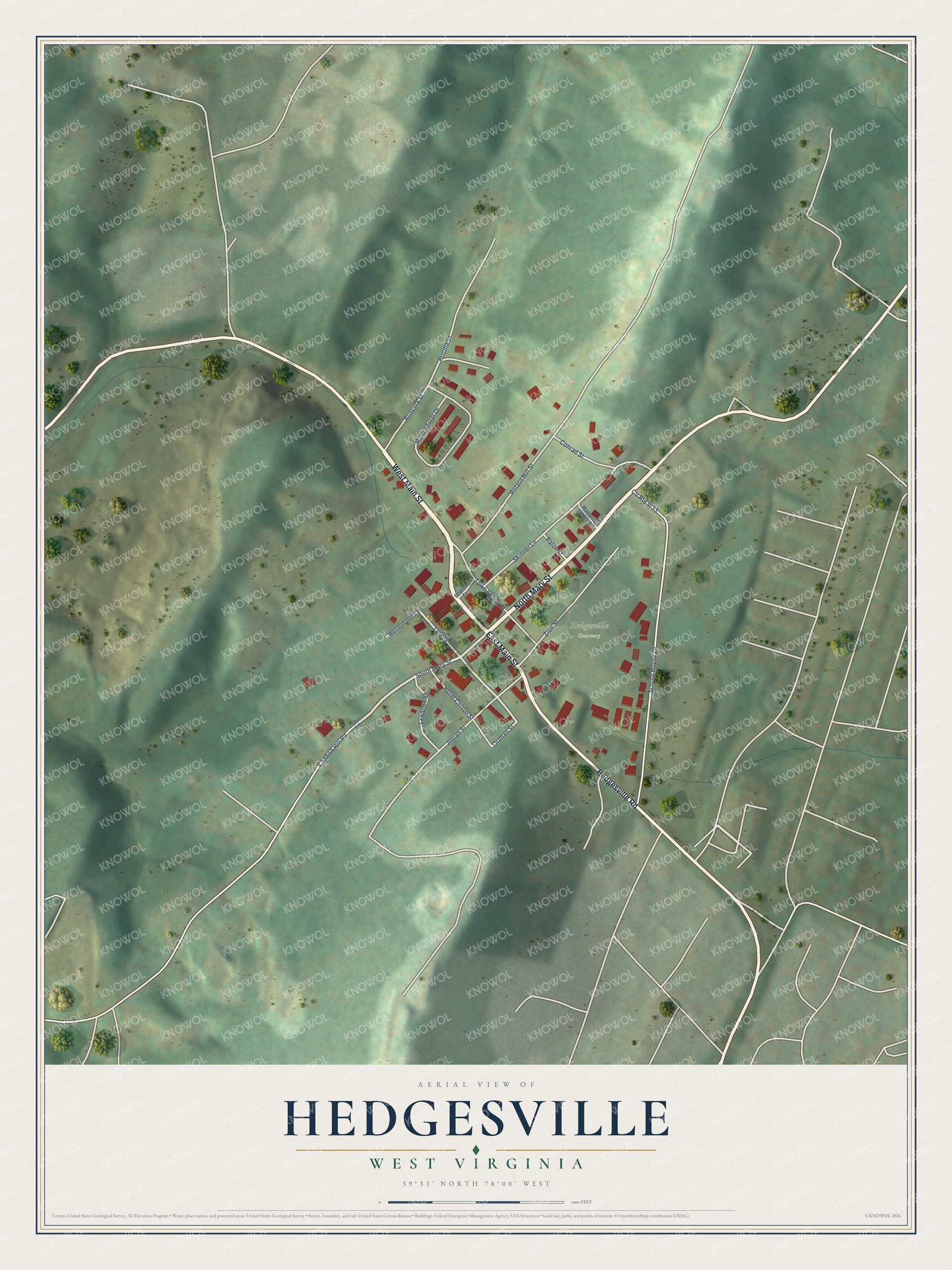 Watermarked full-map preview of Hedgesville, West Virginia
