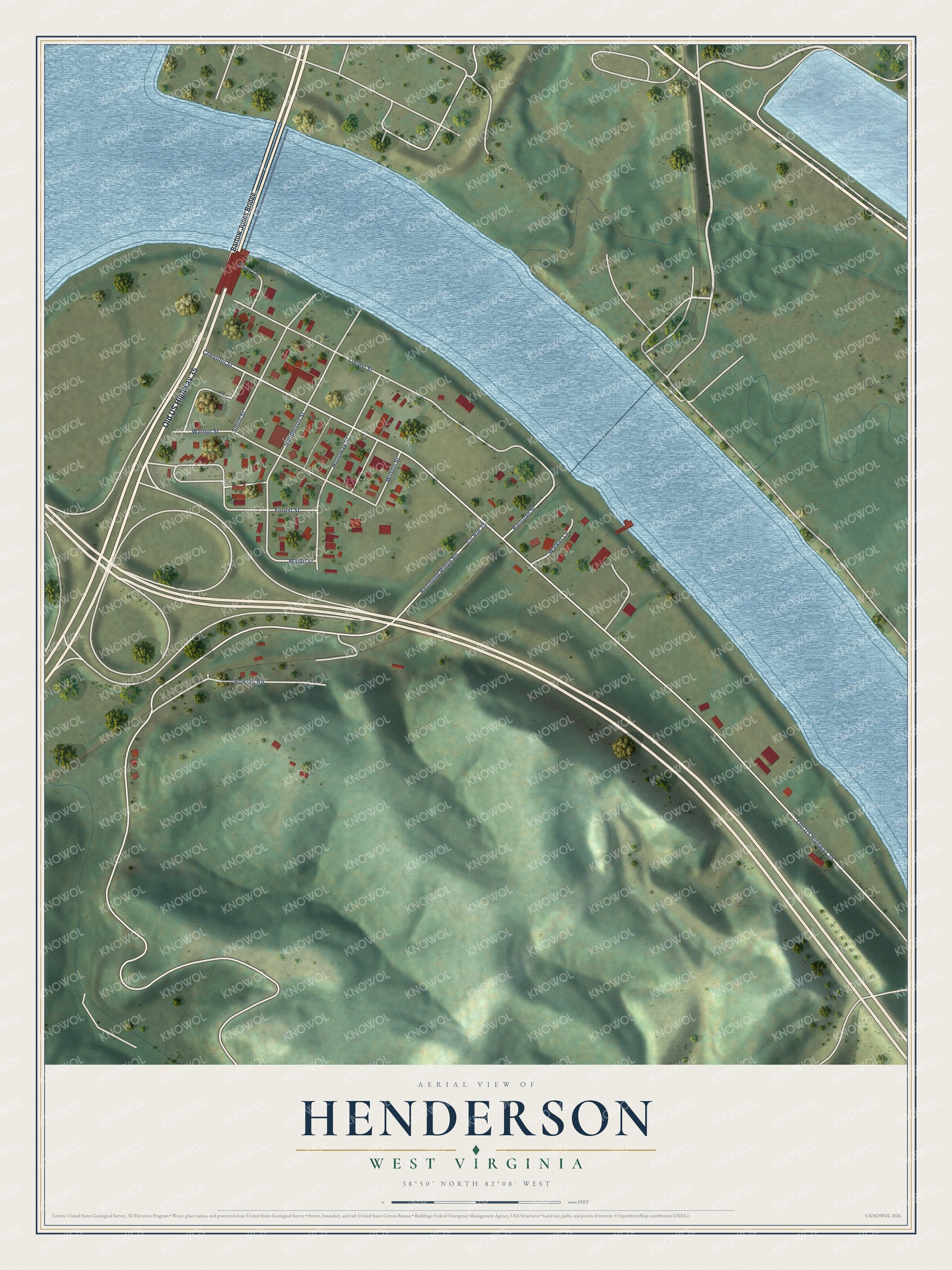 Watermarked full-map preview of Henderson, West Virginia