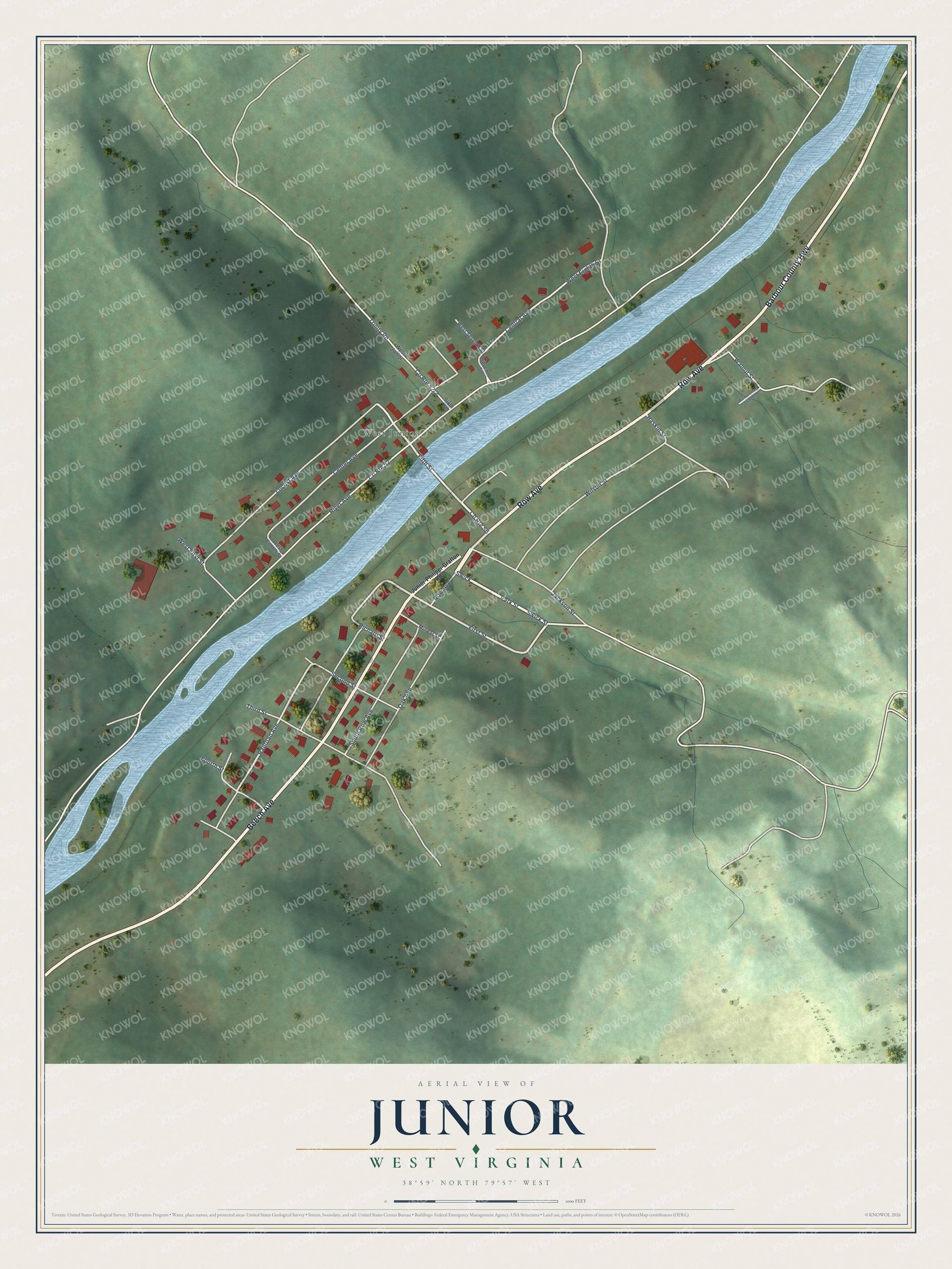 Watermarked full-map preview of Junior, West Virginia