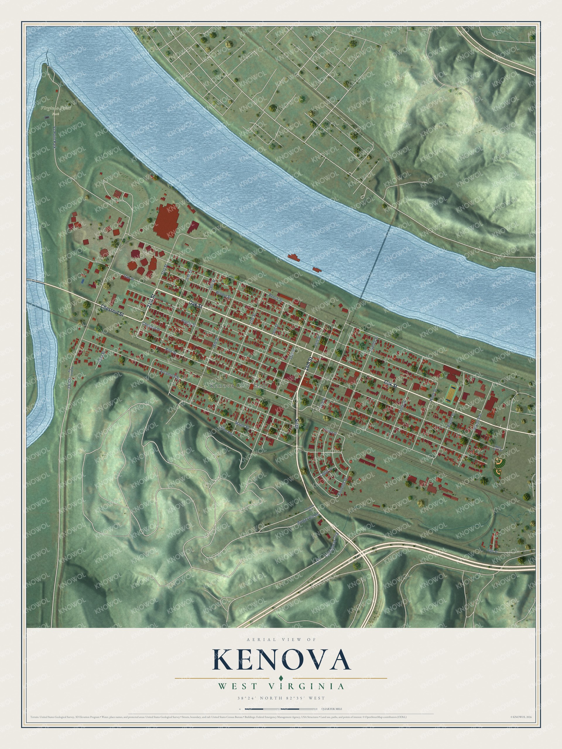 Watermarked full-map preview of Kenova, West Virginia