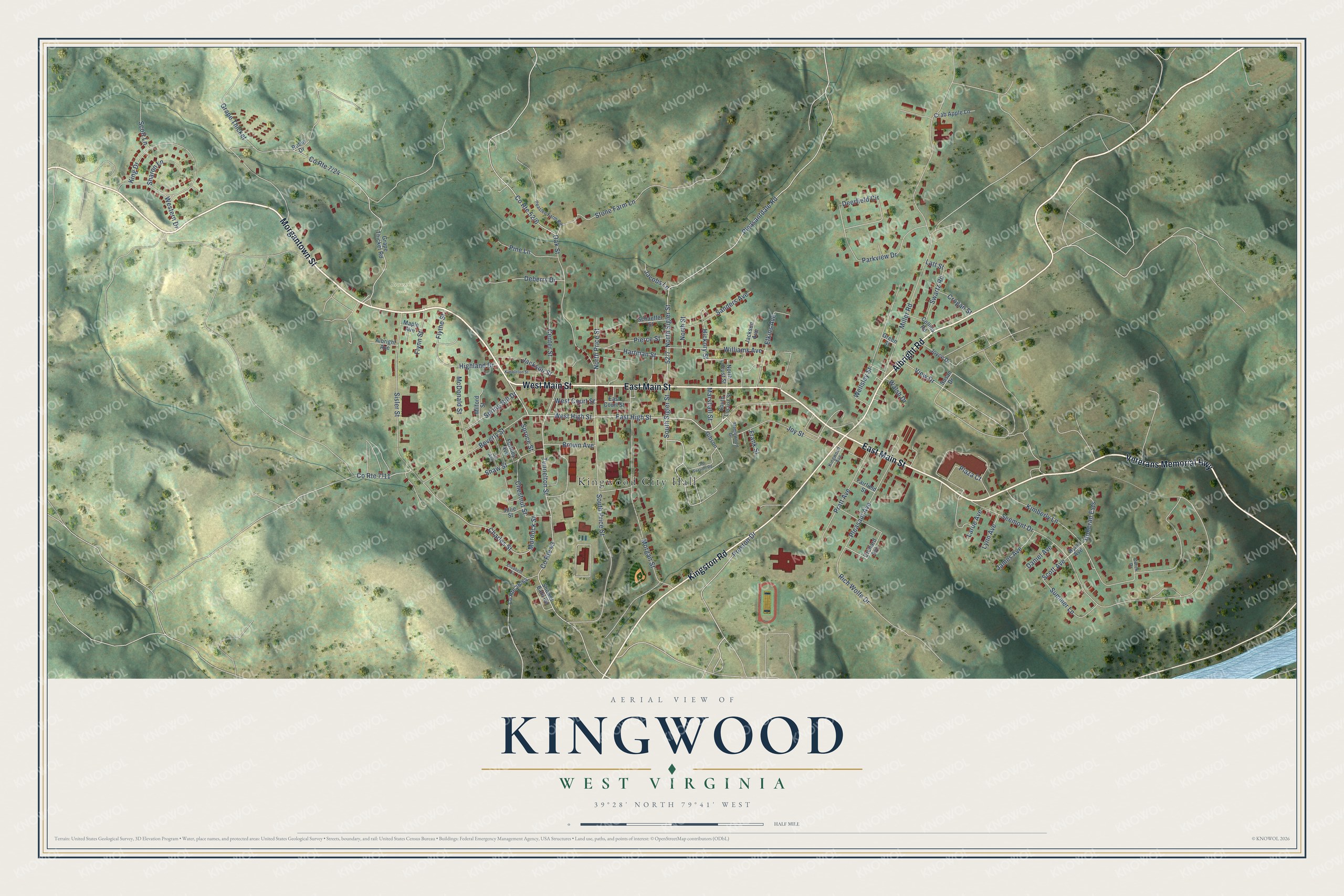 Watermarked full-map preview of Kingwood, West Virginia