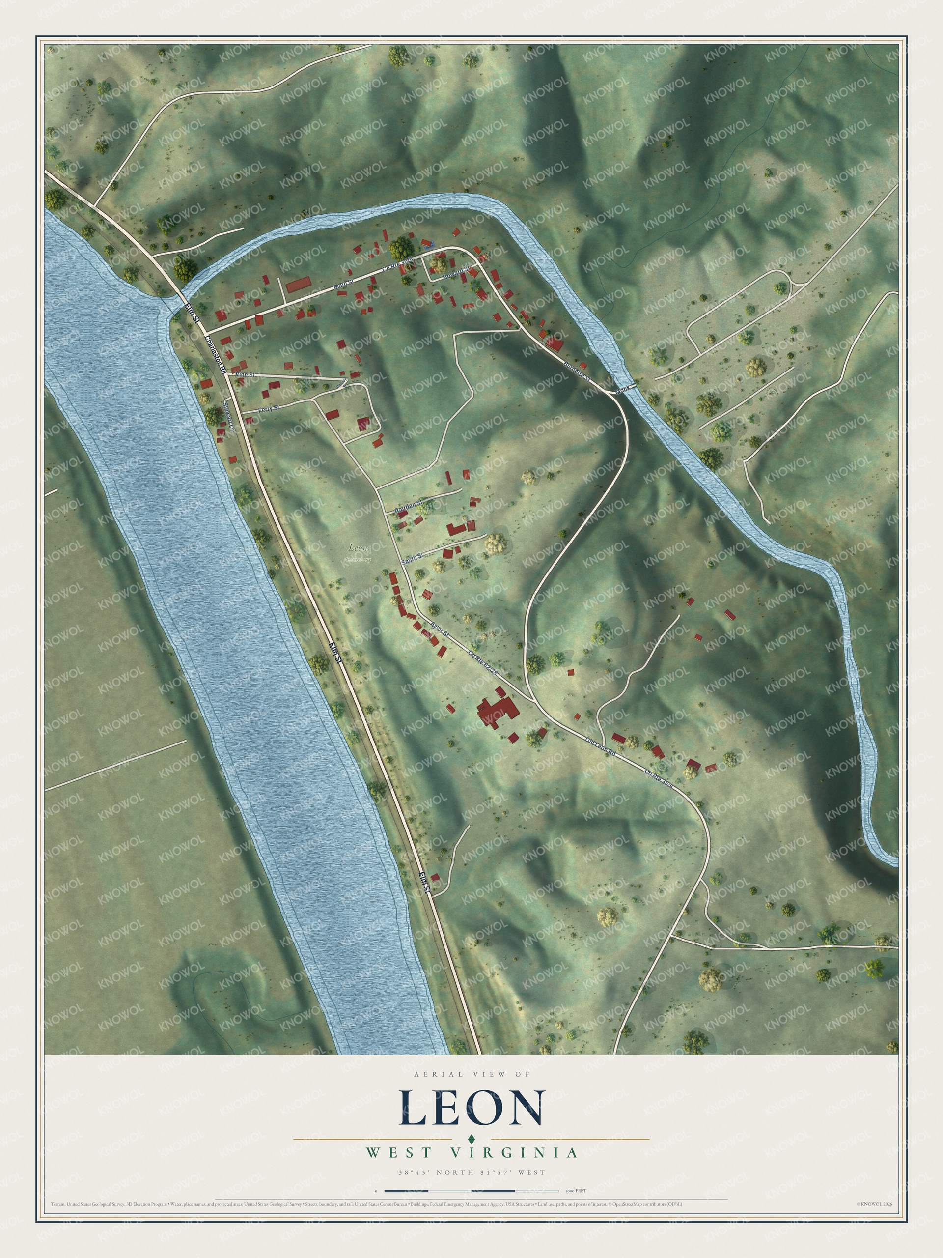 Watermarked full-map preview of Leon, West Virginia