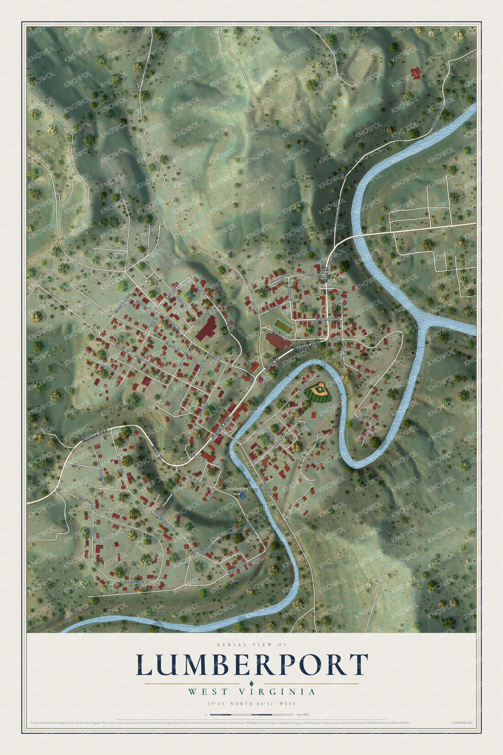 Watermarked full-map preview of Lumberport, West Virginia