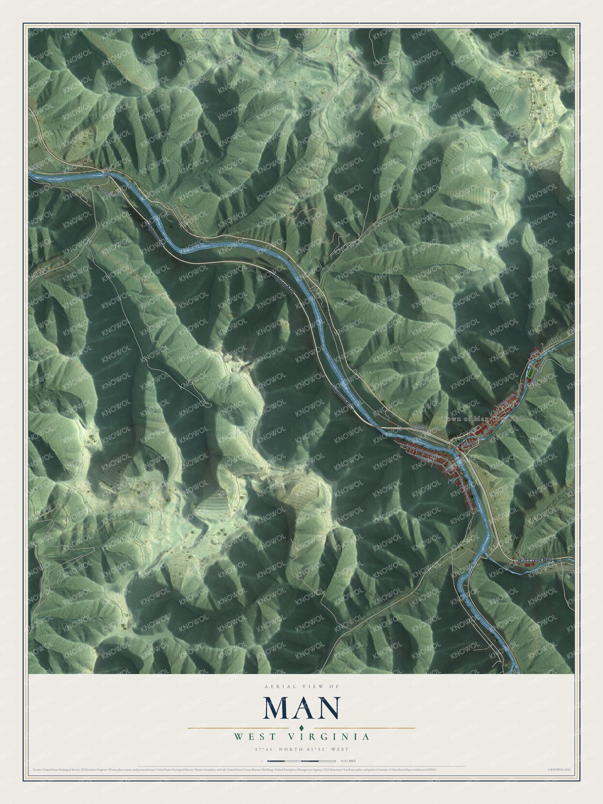 Watermarked full-map preview of Man, West Virginia