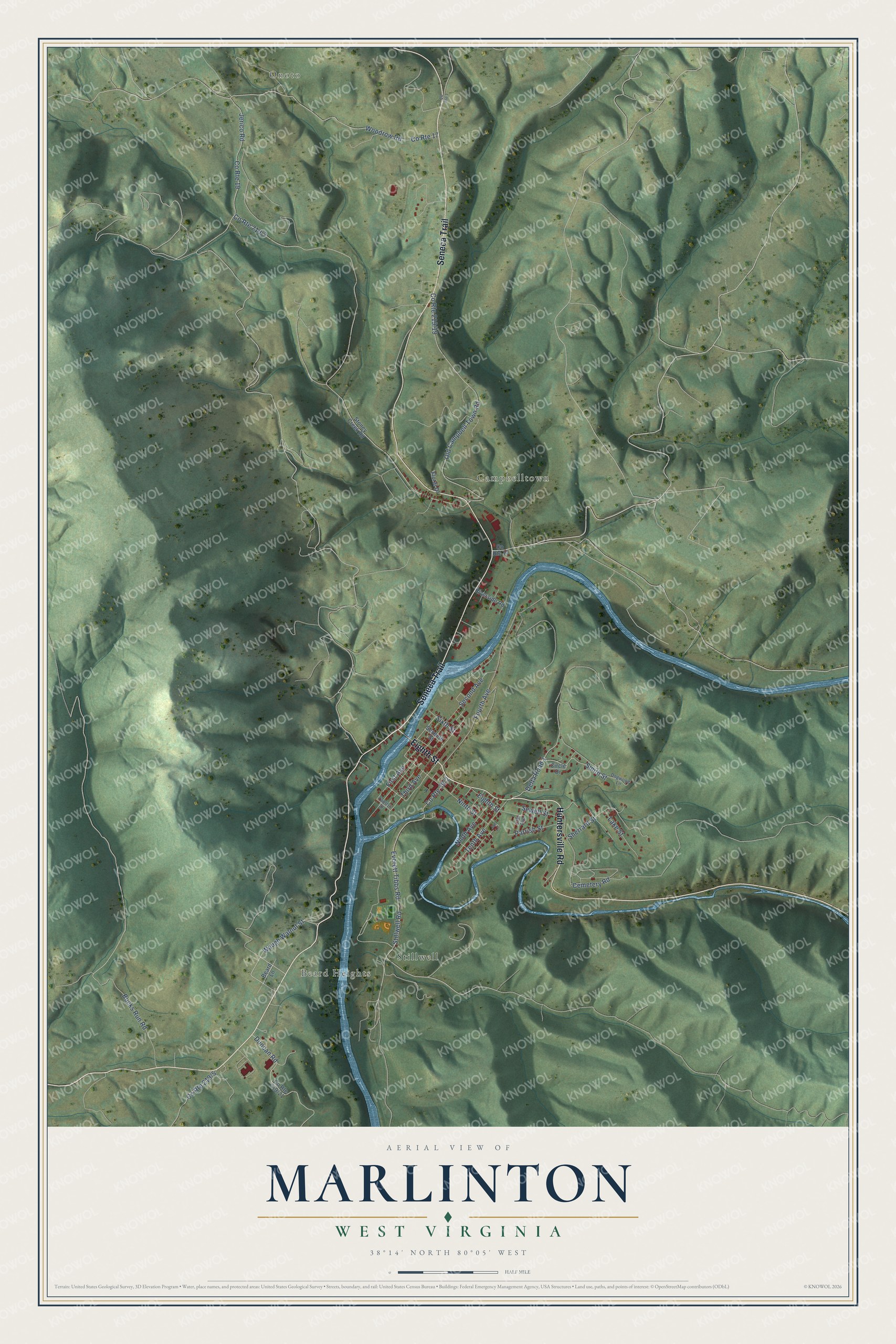 Watermarked full-map preview of Marlinton, West Virginia