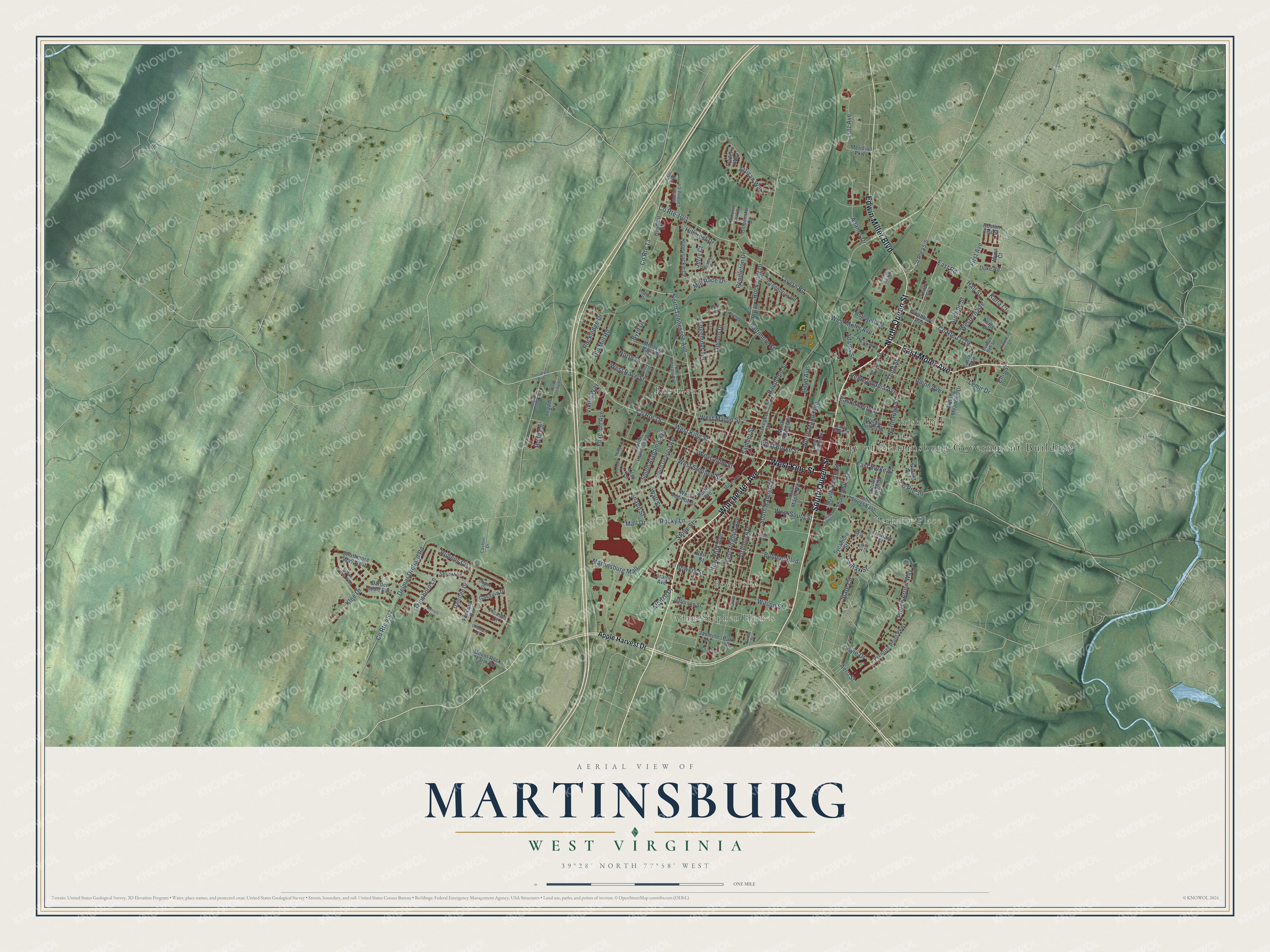 Watermarked full-map preview of Martinsburg, West Virginia