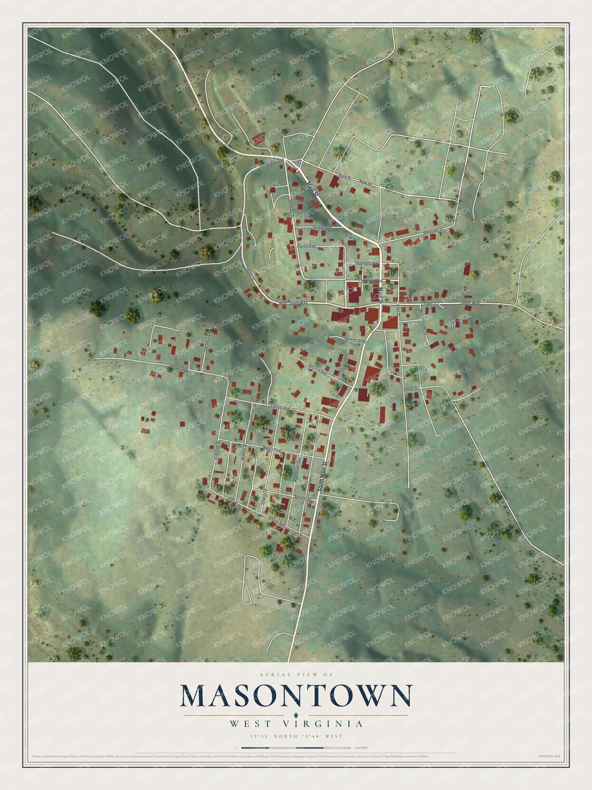 Watermarked full-map preview of Masontown, West Virginia