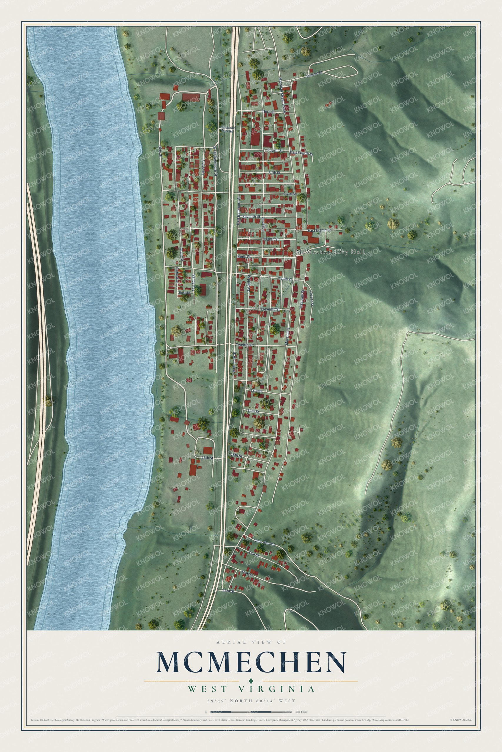 Watermarked full-map preview of McMechen, West Virginia