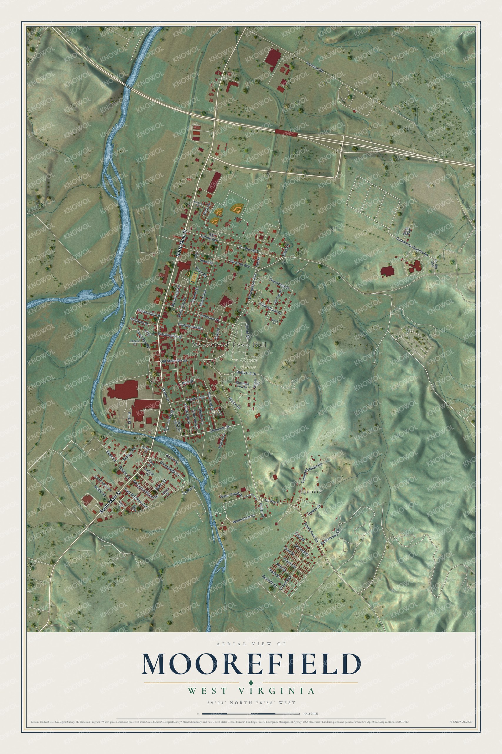 Watermarked full-map preview of Moorefield, West Virginia