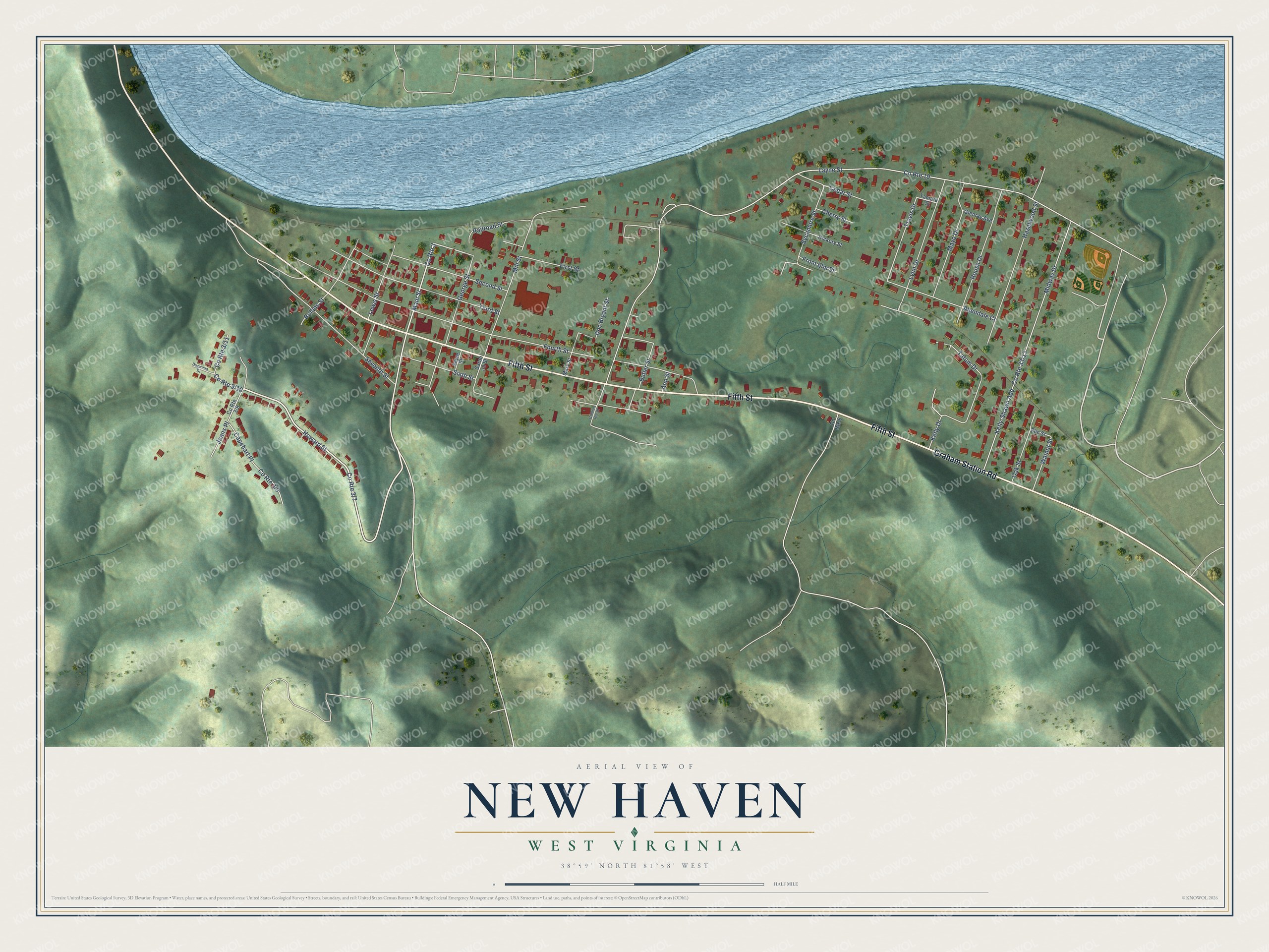 Watermarked full-map preview of New Haven, West Virginia