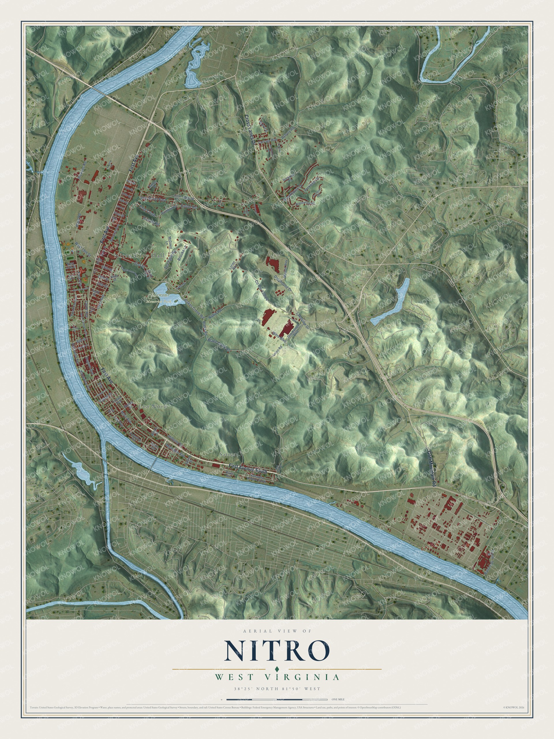 Watermarked full-map preview of Nitro, West Virginia