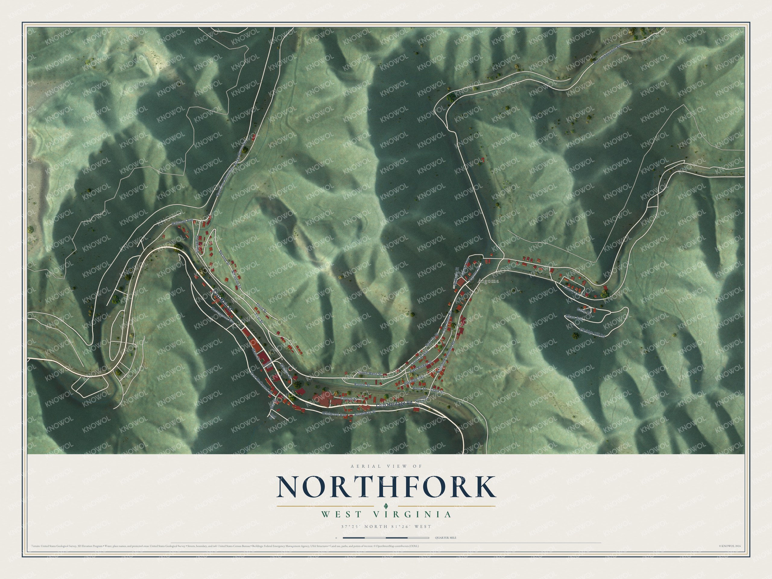 Watermarked full-map preview of Northfork, West Virginia