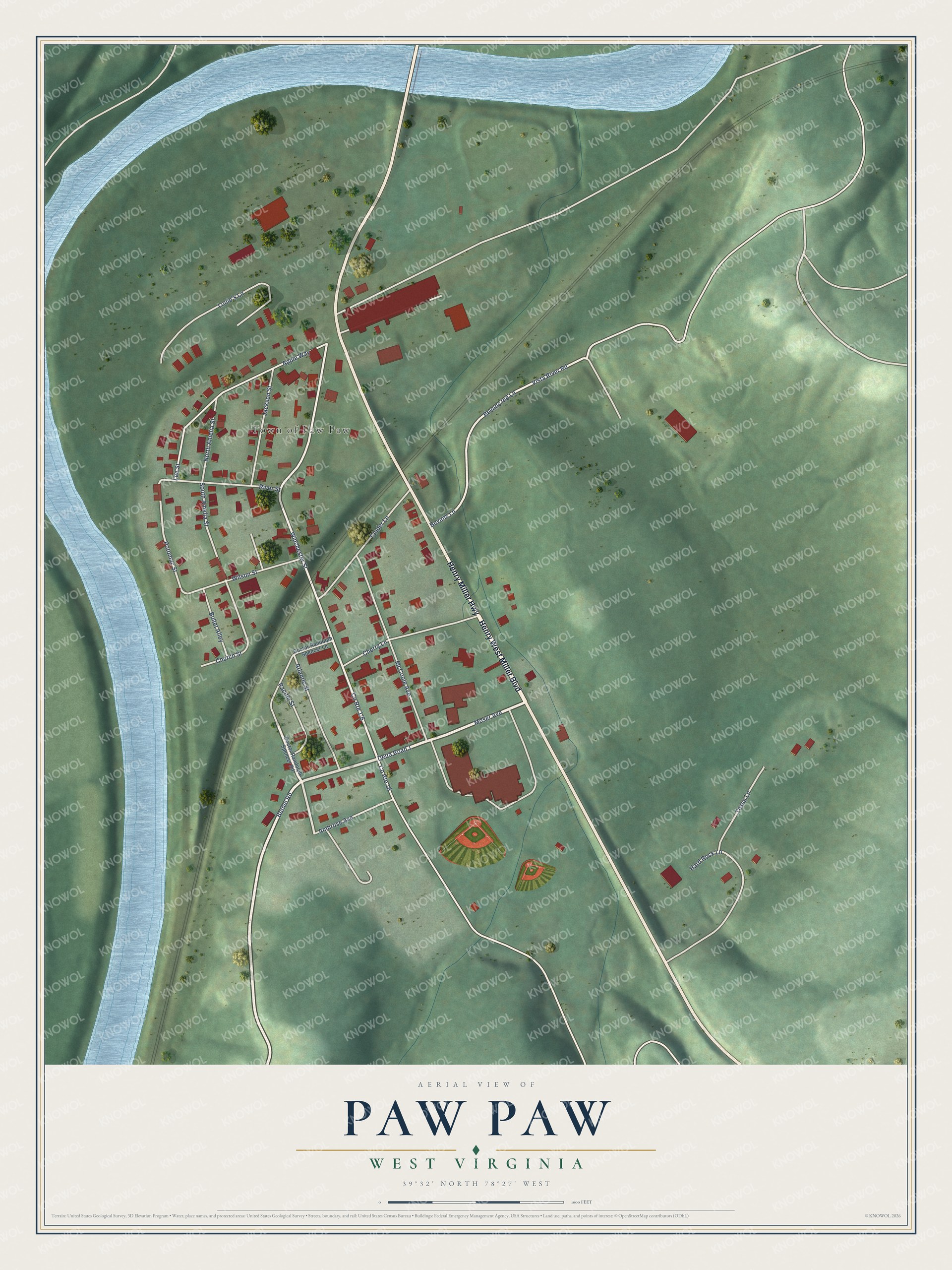 Watermarked full-map preview of Paw Paw, West Virginia