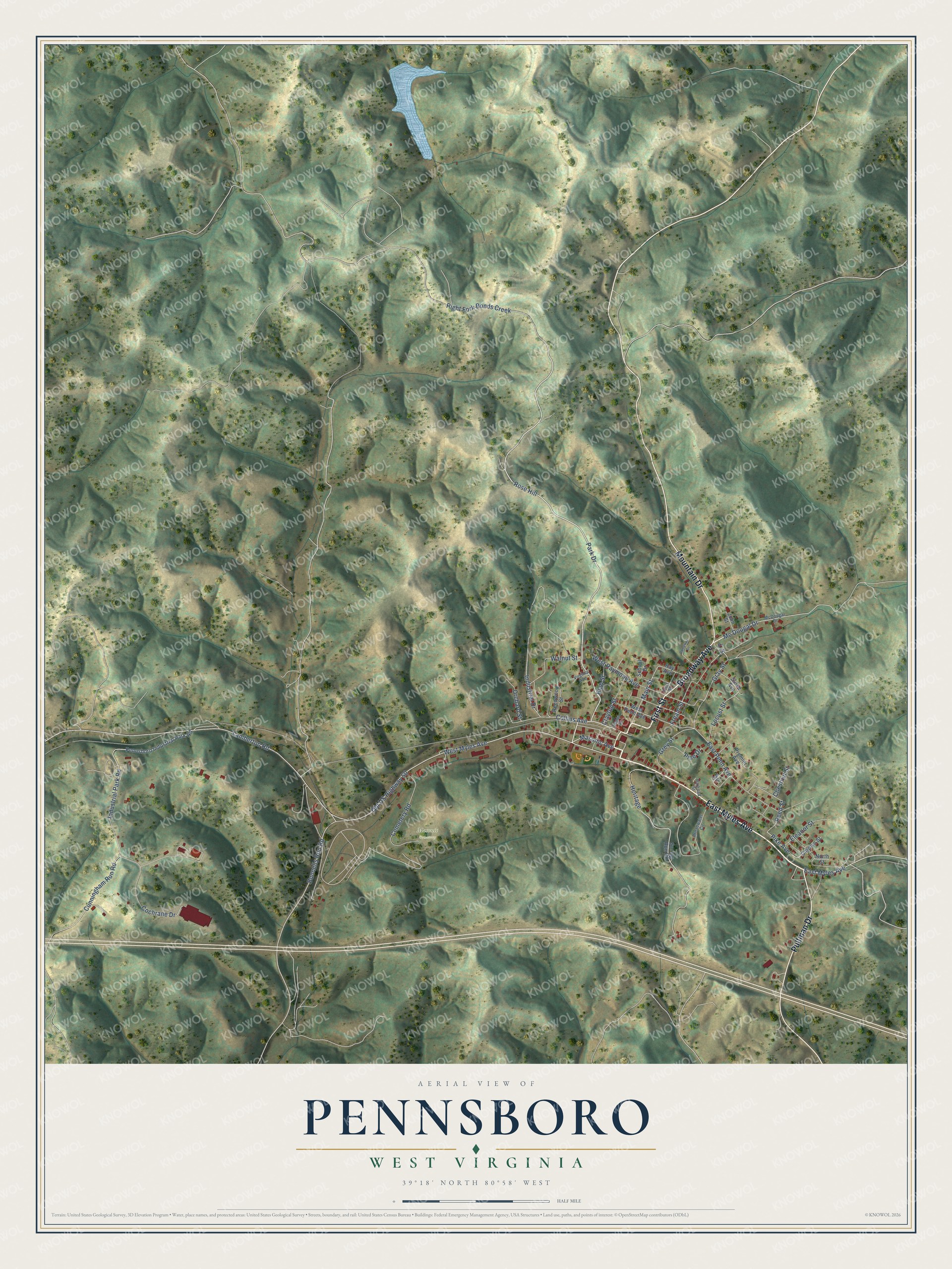 Watermarked full-map preview of Pennsboro, West Virginia