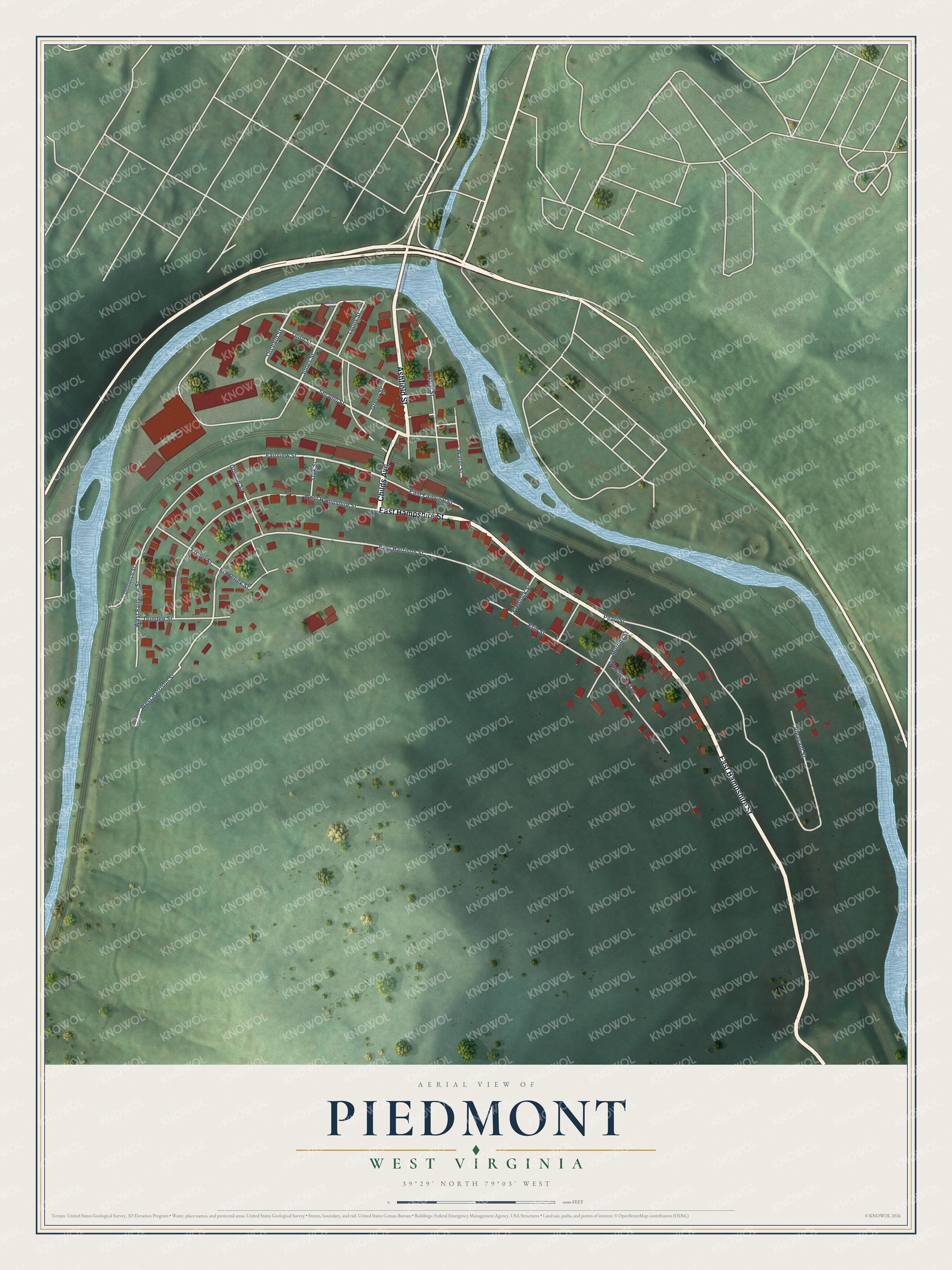 Watermarked full-map preview of Piedmont, West Virginia