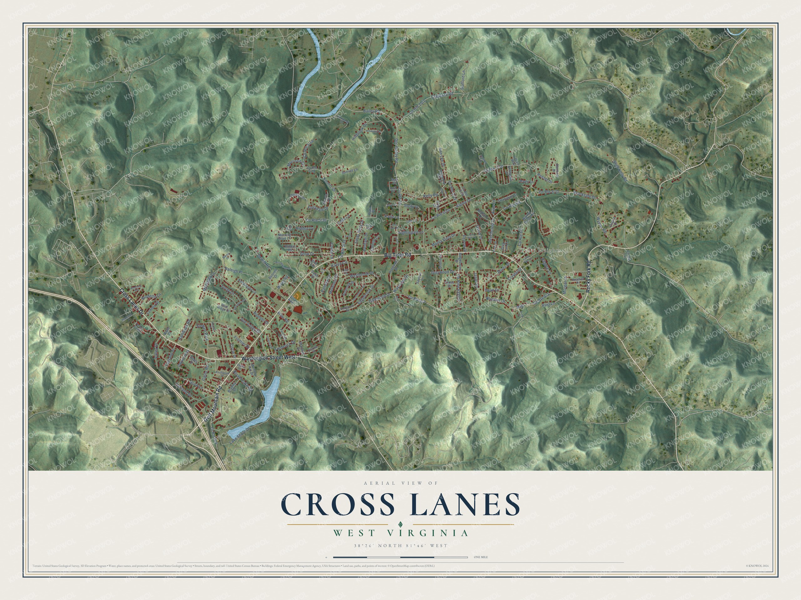 Watermarked full-map preview of Cross Lanes, West Virginia