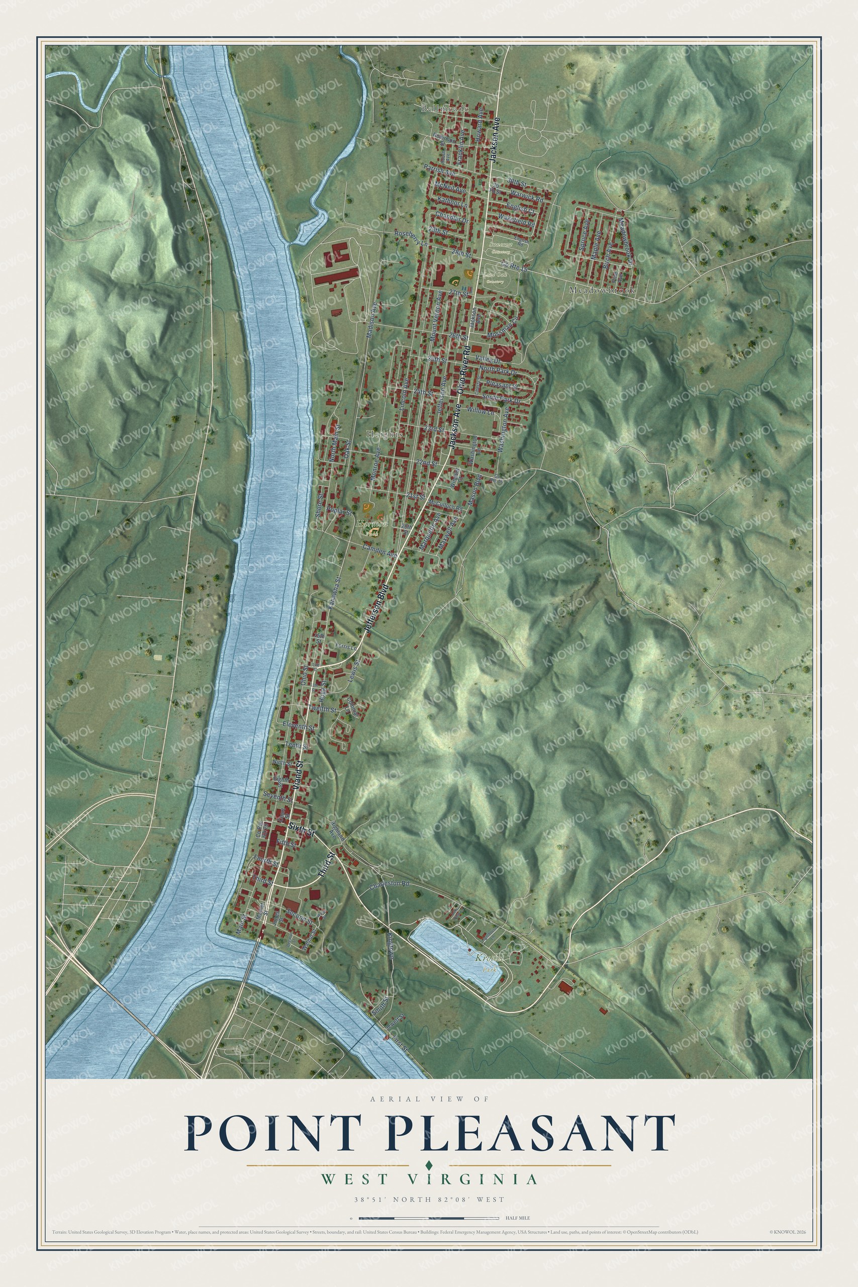 Watermarked full-map preview of Point Pleasant, West Virginia