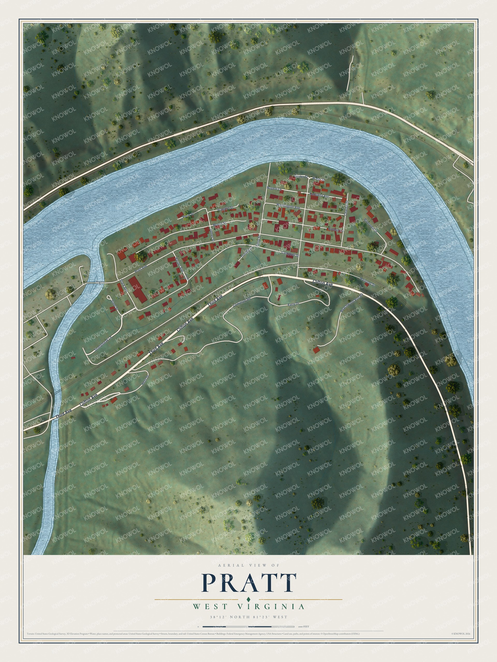 Watermarked full-map preview of Pratt, West Virginia