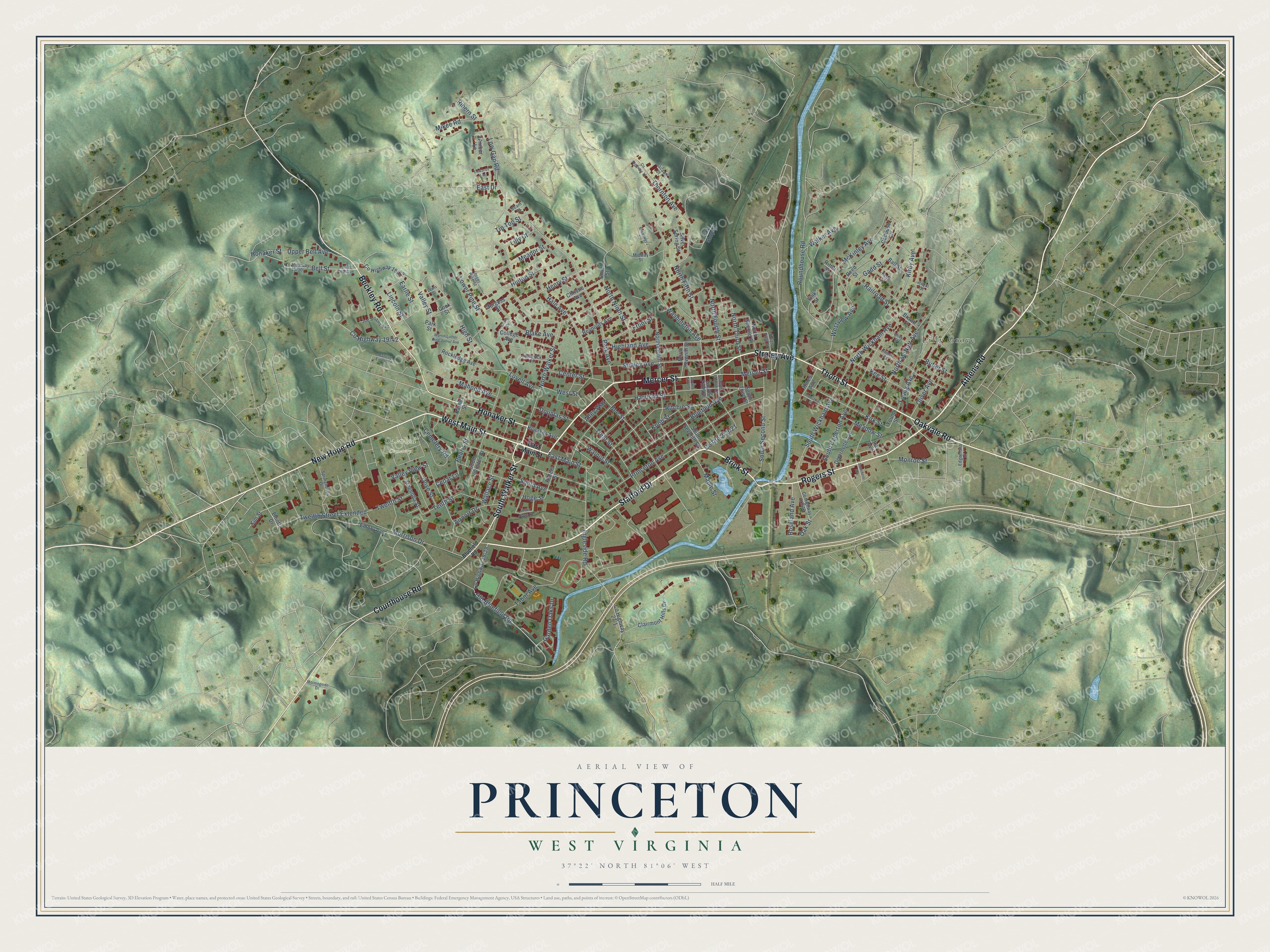 Watermarked full-map preview of Princeton, West Virginia