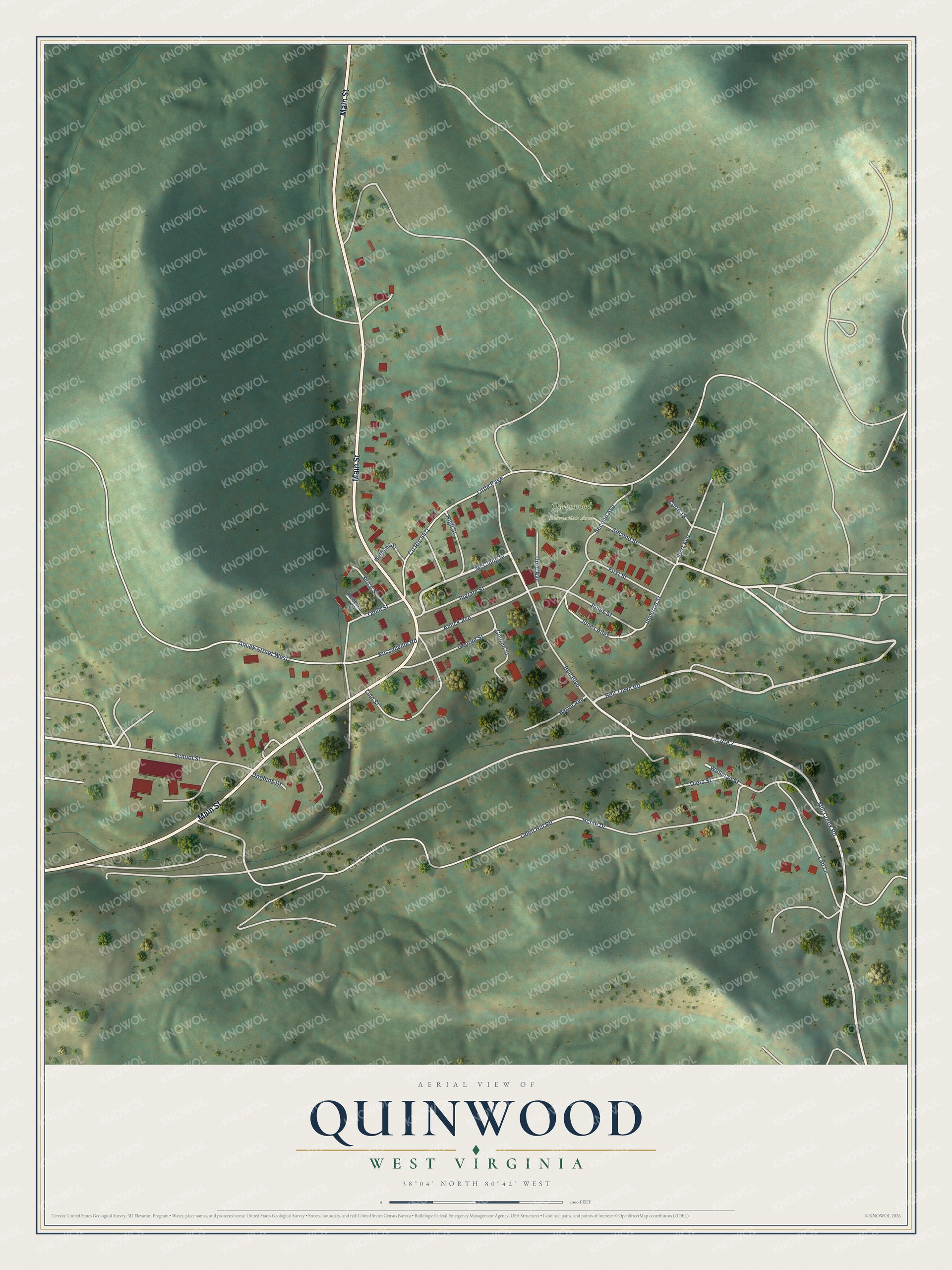 Watermarked full-map preview of Quinwood, West Virginia