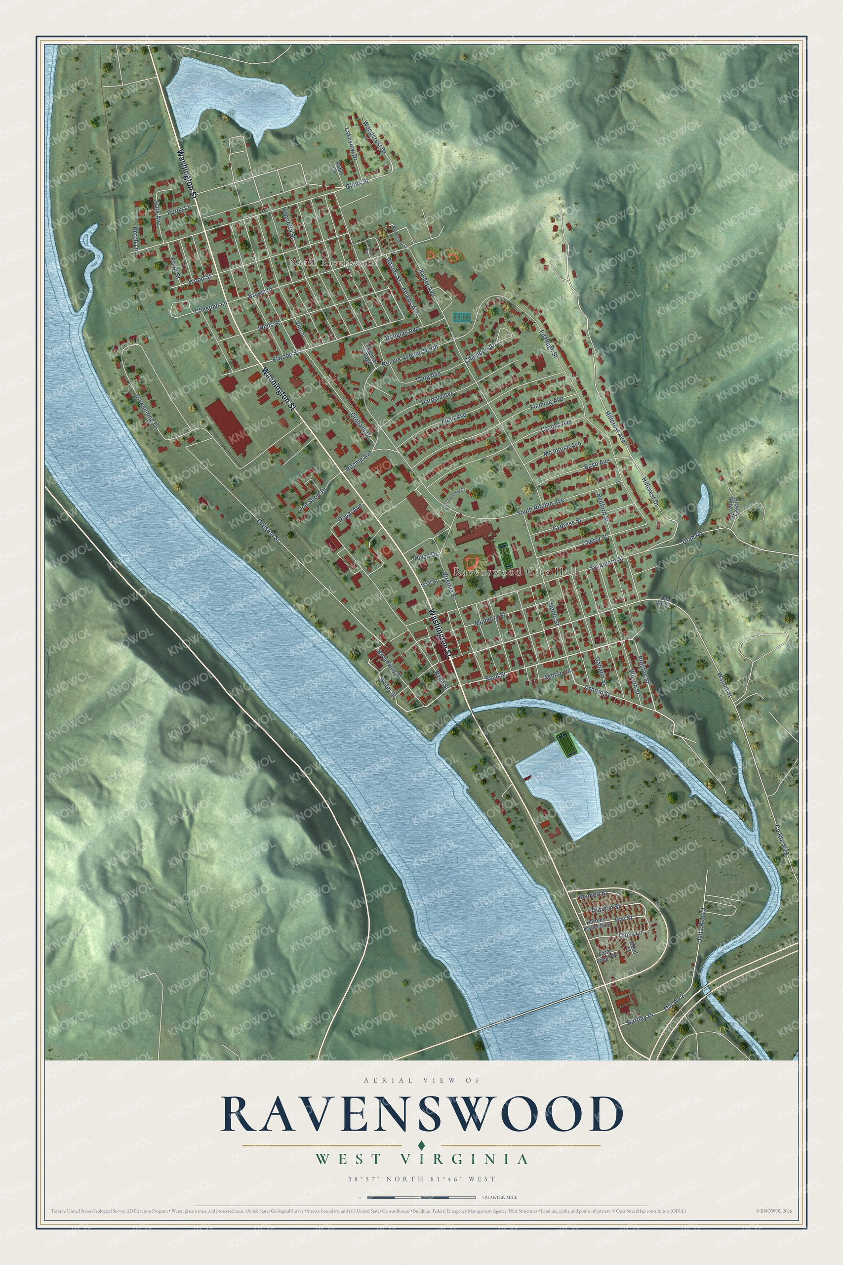 Watermarked full-map preview of Ravenswood, West Virginia