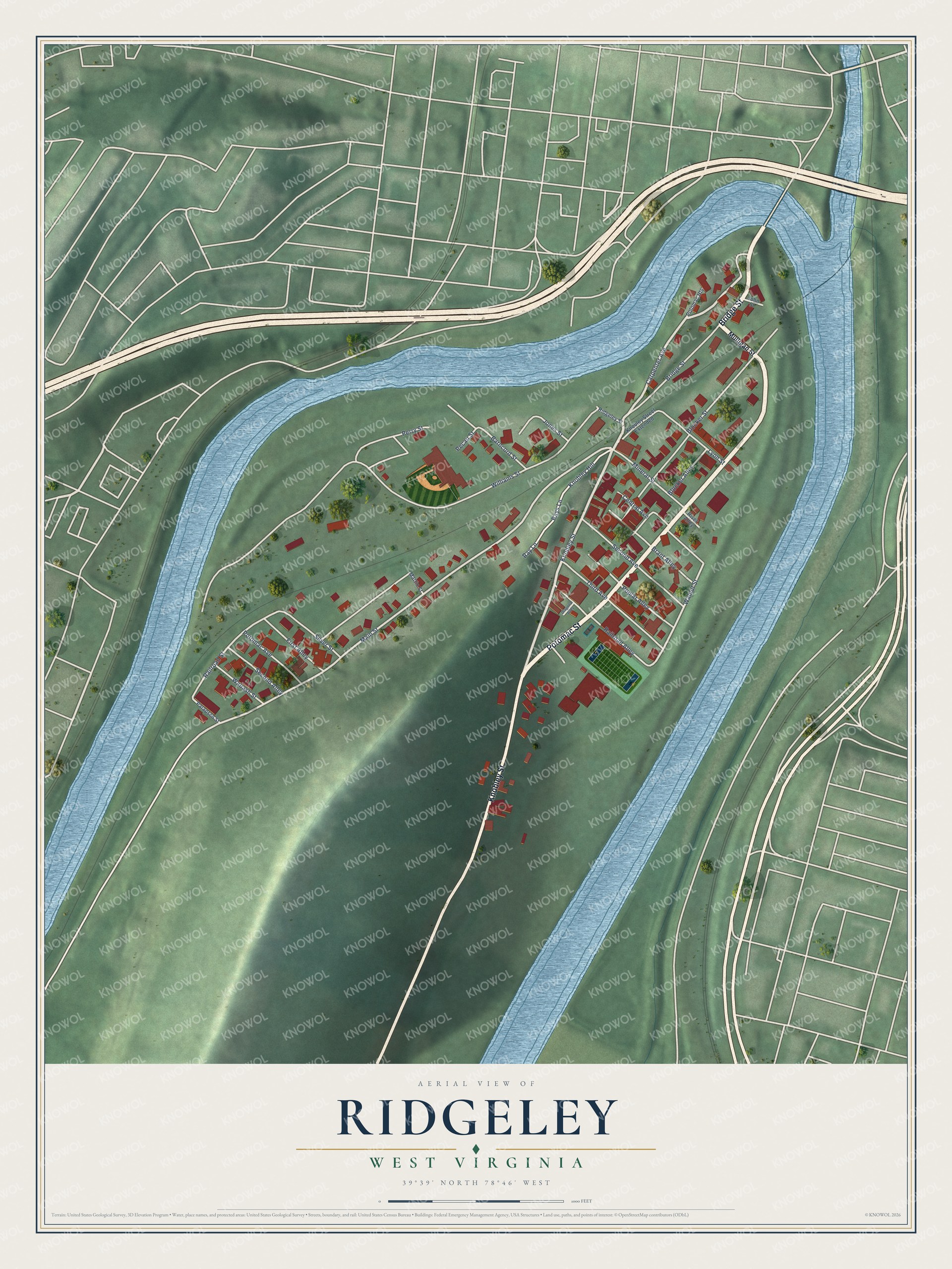 Watermarked full-map preview of Ridgeley, West Virginia