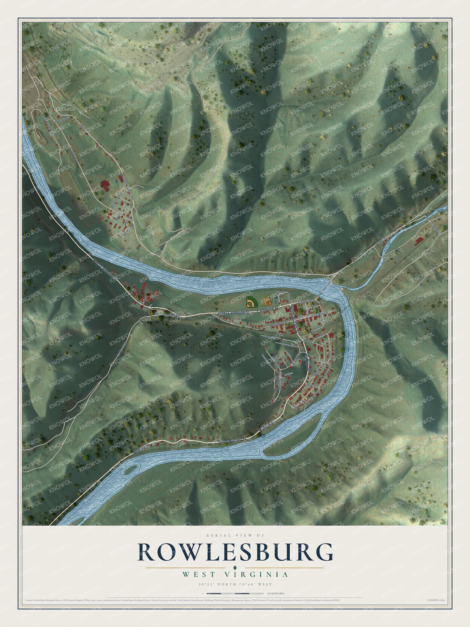 Watermarked full-map preview of Rowlesburg, West Virginia