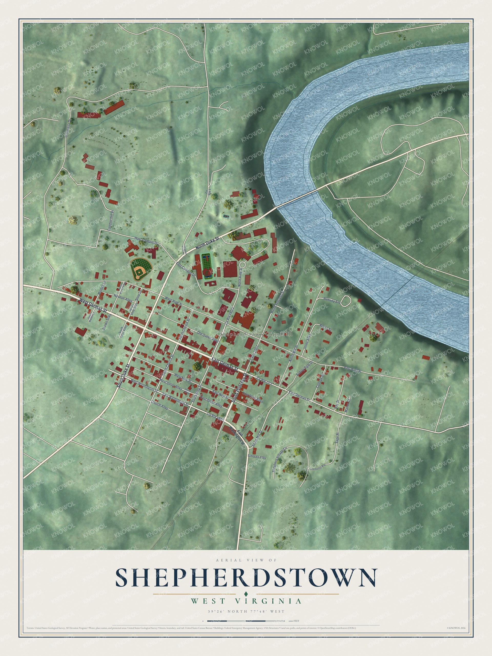 Watermarked full-map preview of Shepherdstown, West Virginia
