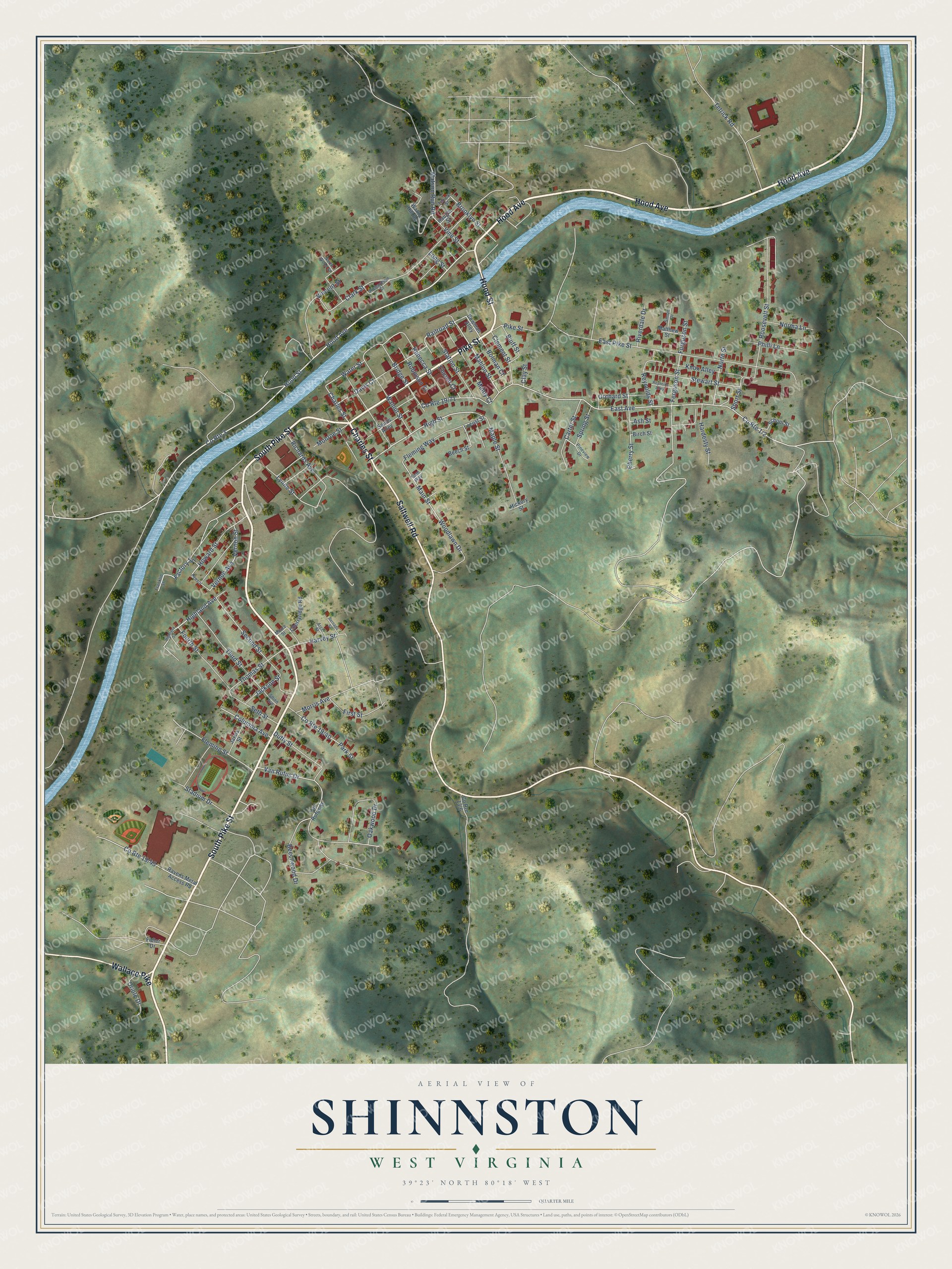 Watermarked full-map preview of Shinnston, West Virginia