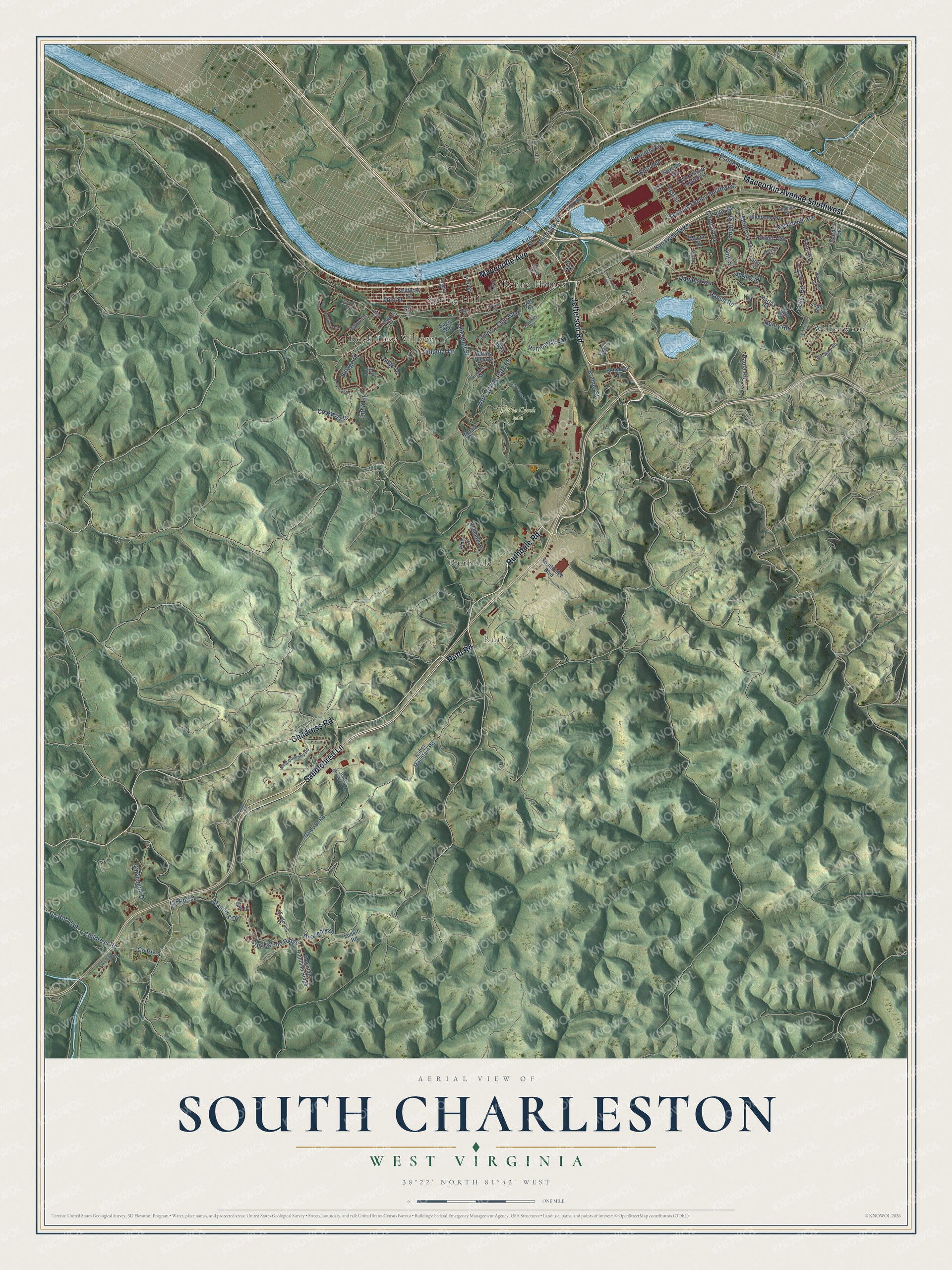 Watermarked full-map preview of South Charleston, West Virginia