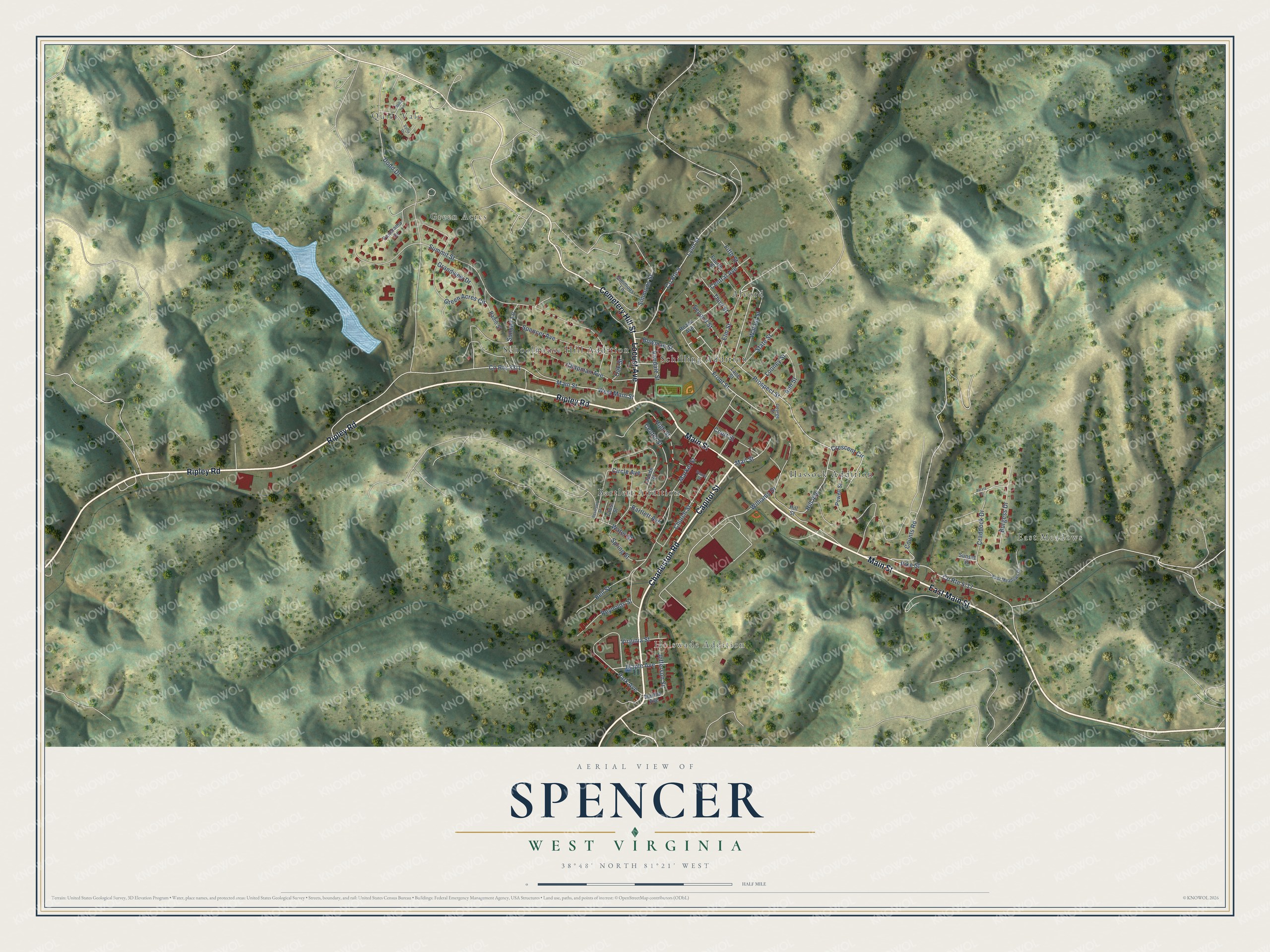 Watermarked full-map preview of Spencer, West Virginia