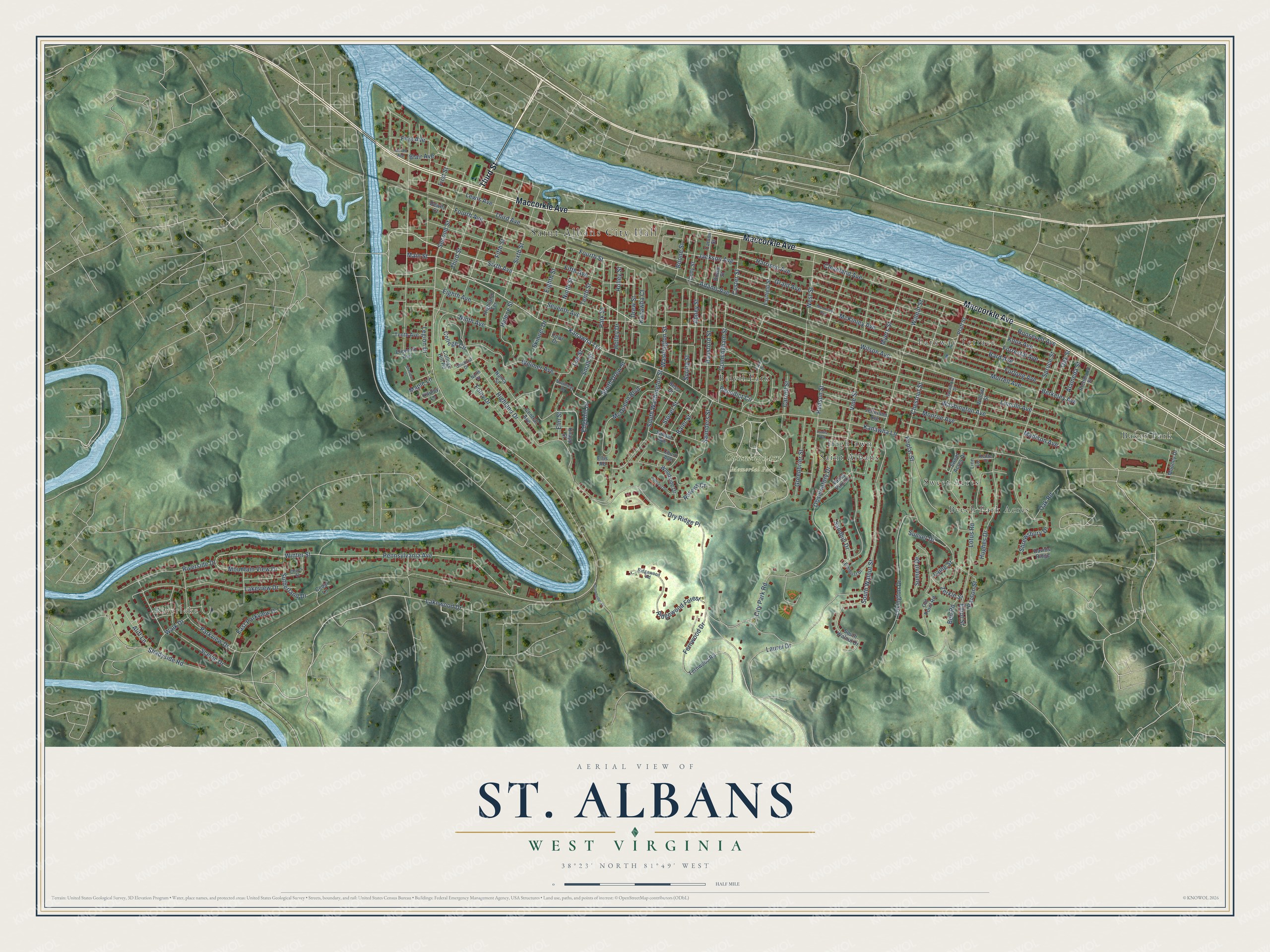 Watermarked full-map preview of St. Albans, West Virginia