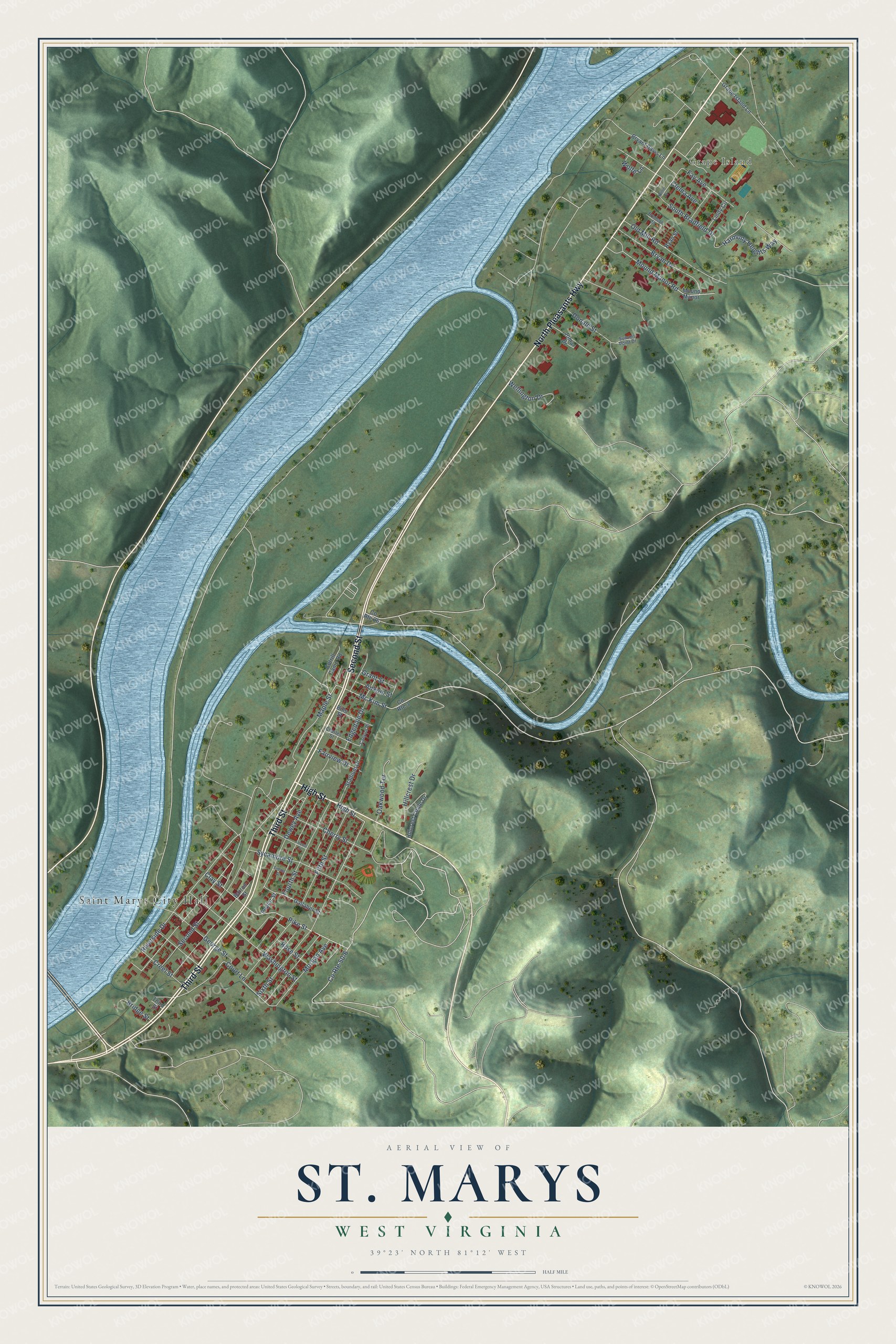 Watermarked full-map preview of St. Marys, West Virginia