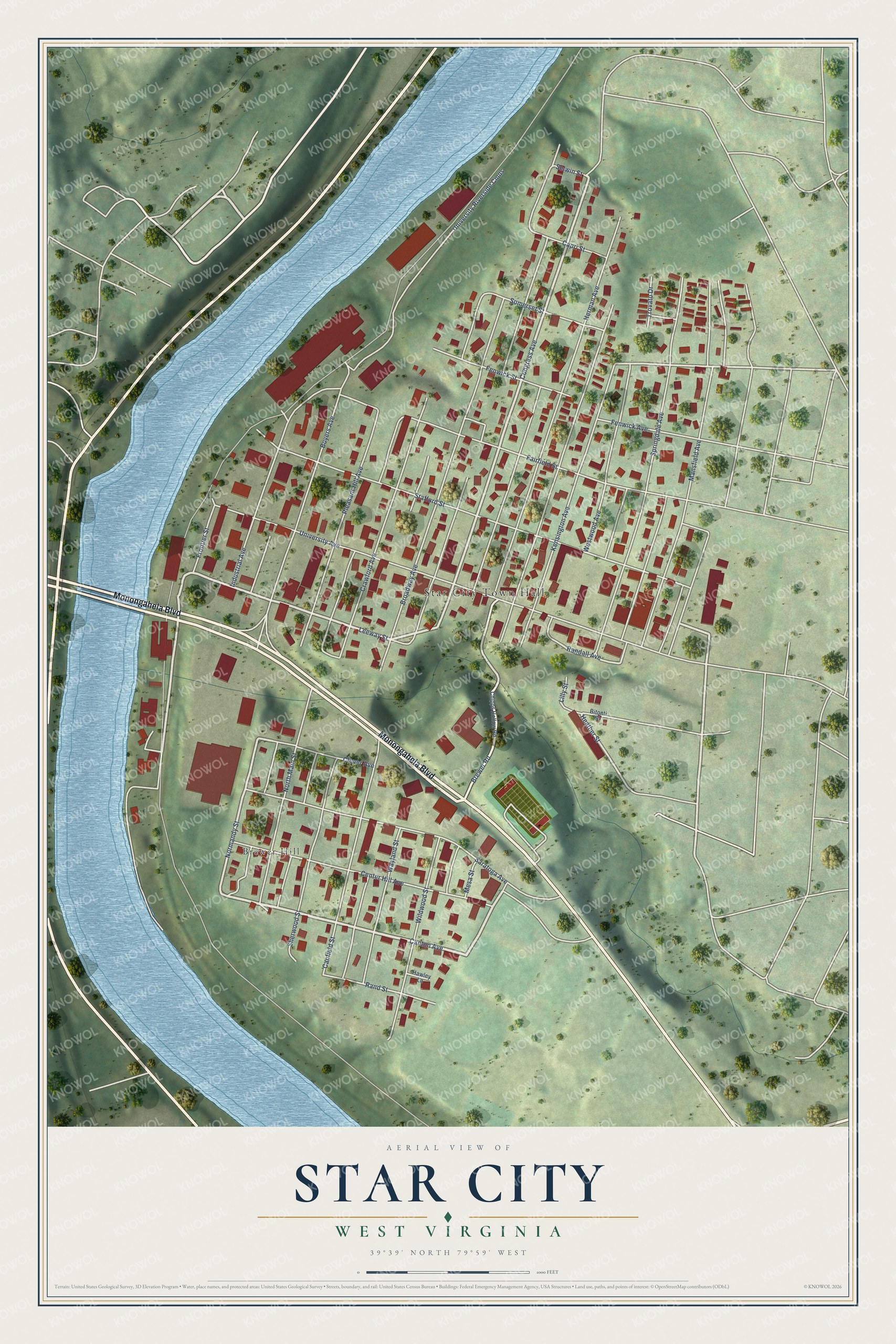 Watermarked full-map preview of Star City, West Virginia