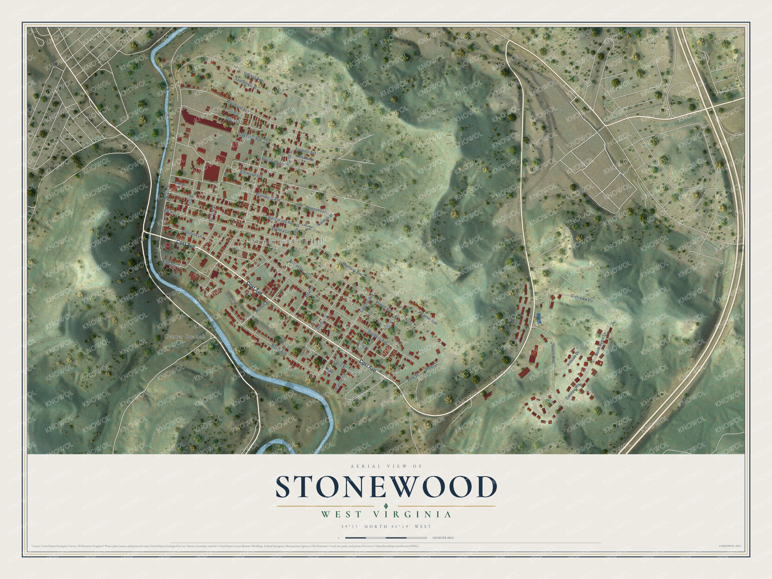 Watermarked full-map preview of Stonewood, West Virginia
