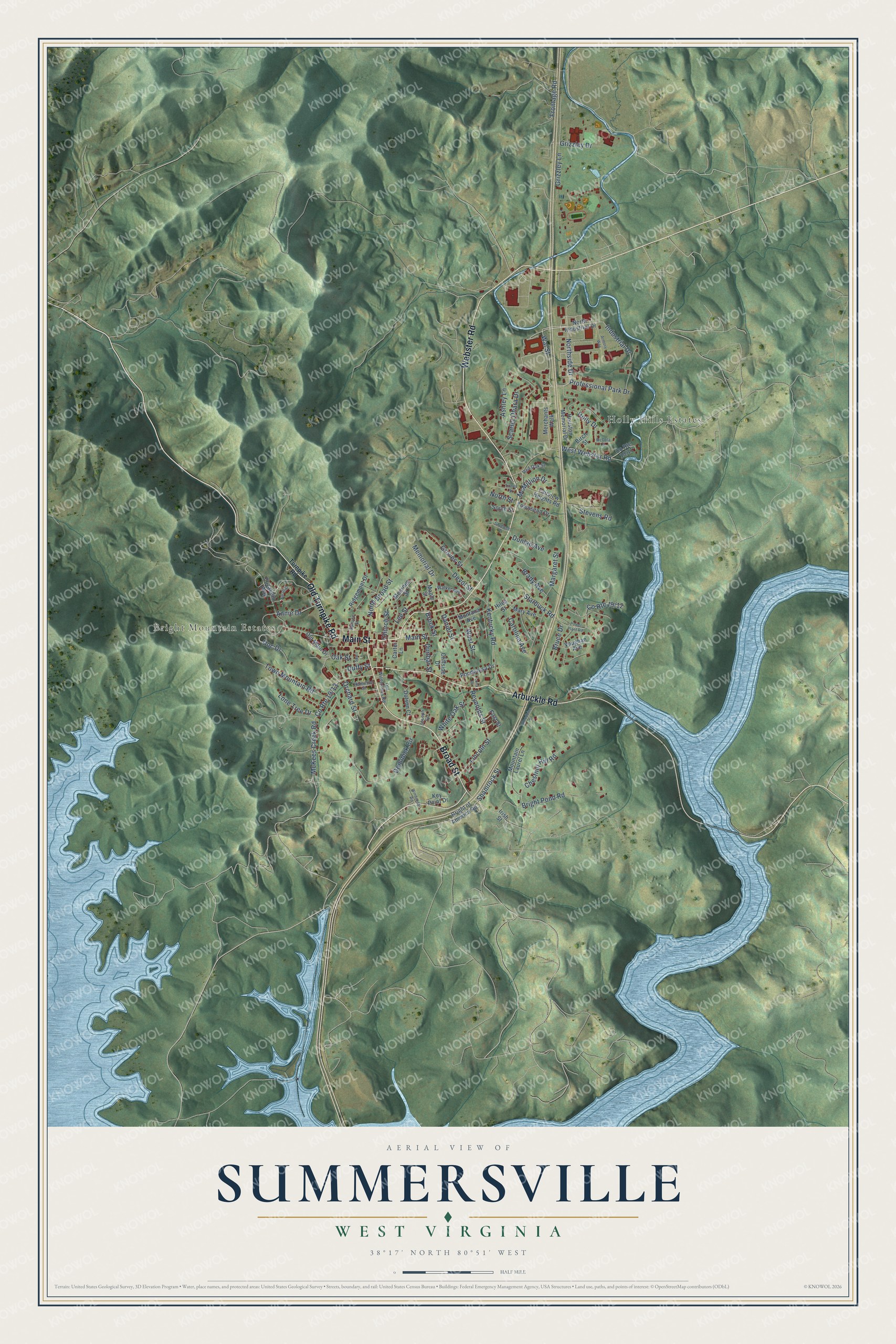 Watermarked full-map preview of Summersville, West Virginia