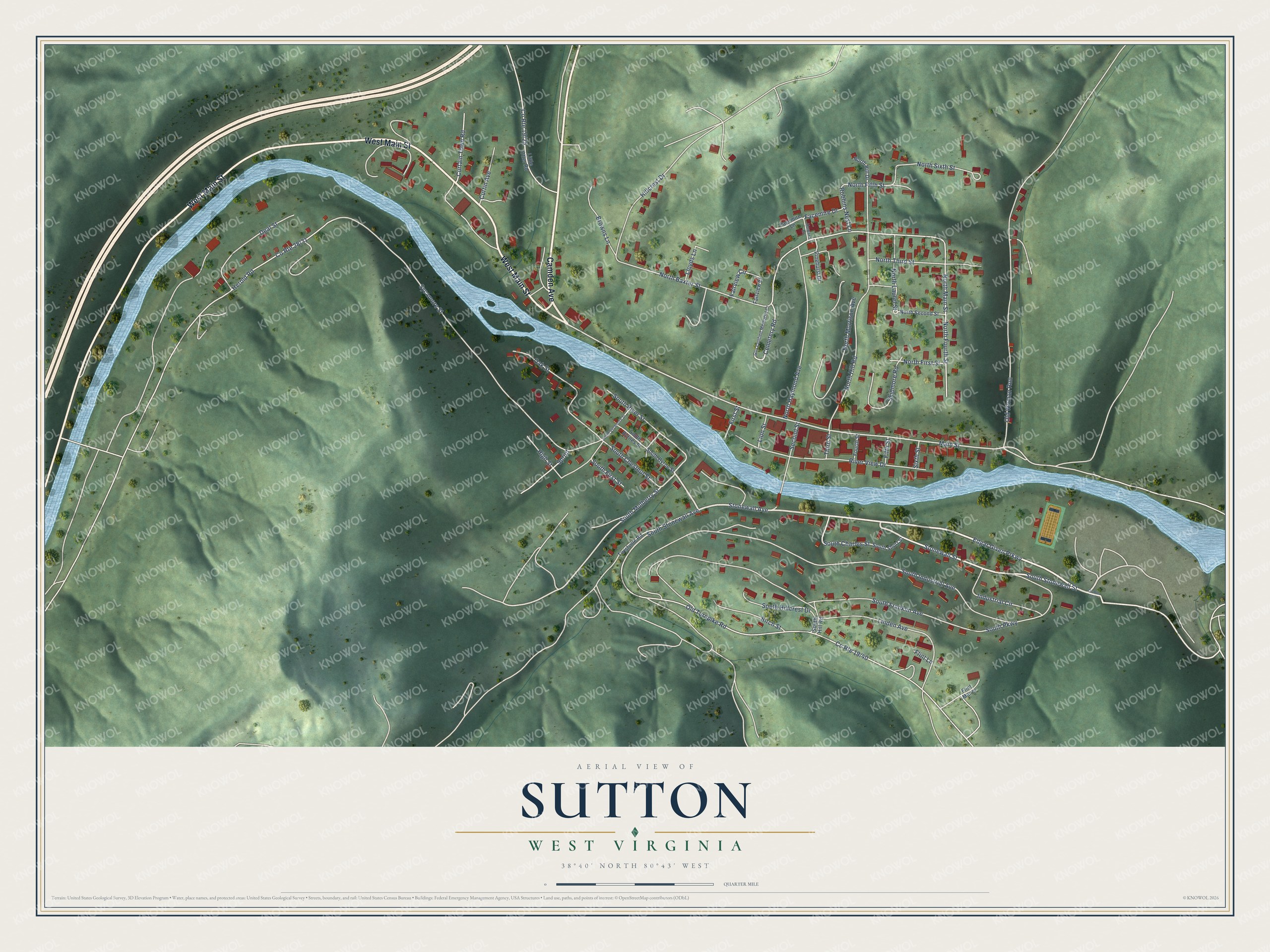 Watermarked full-map preview of Sutton, West Virginia