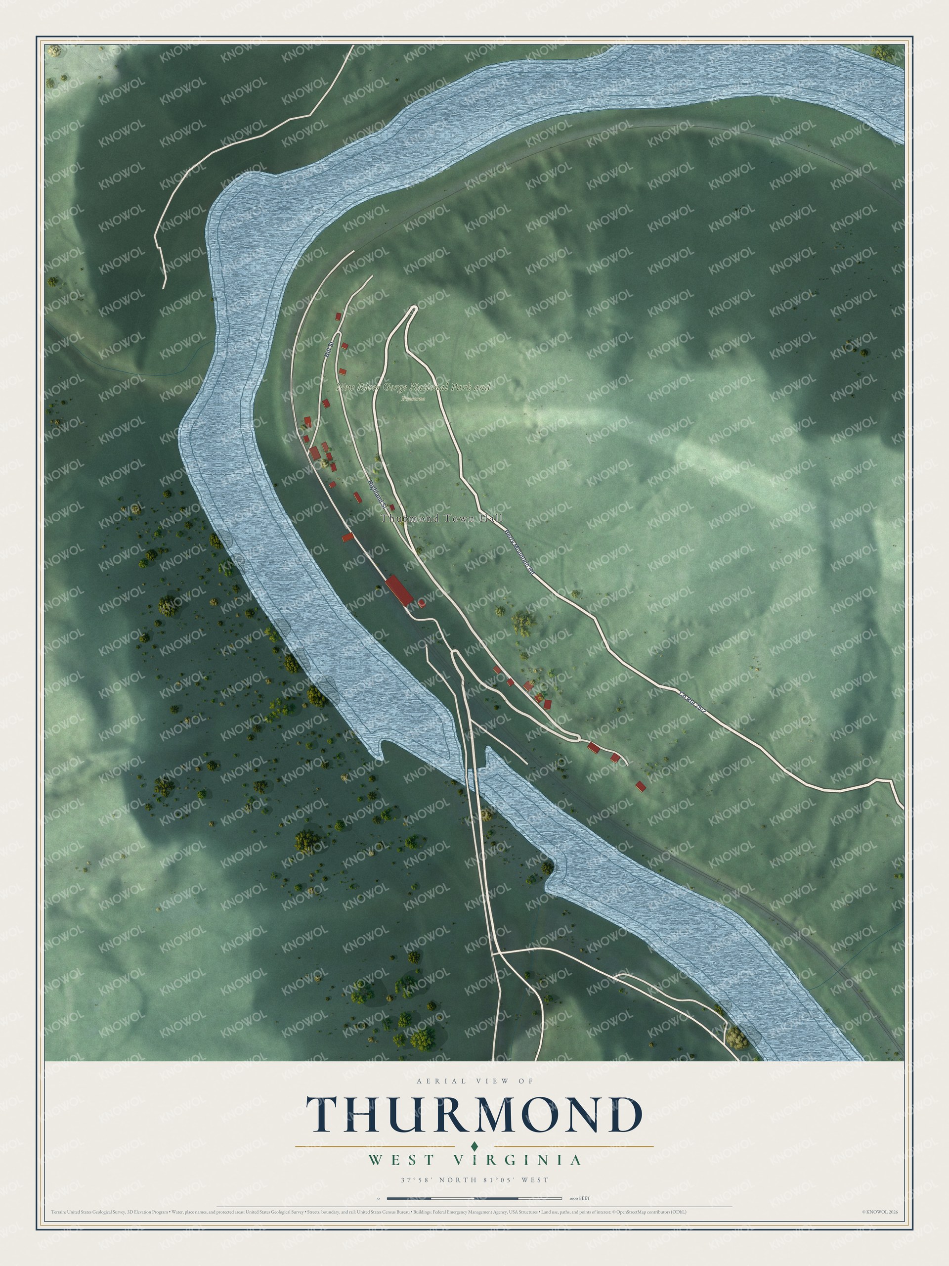 Watermarked full-map preview of Thurmond, West Virginia