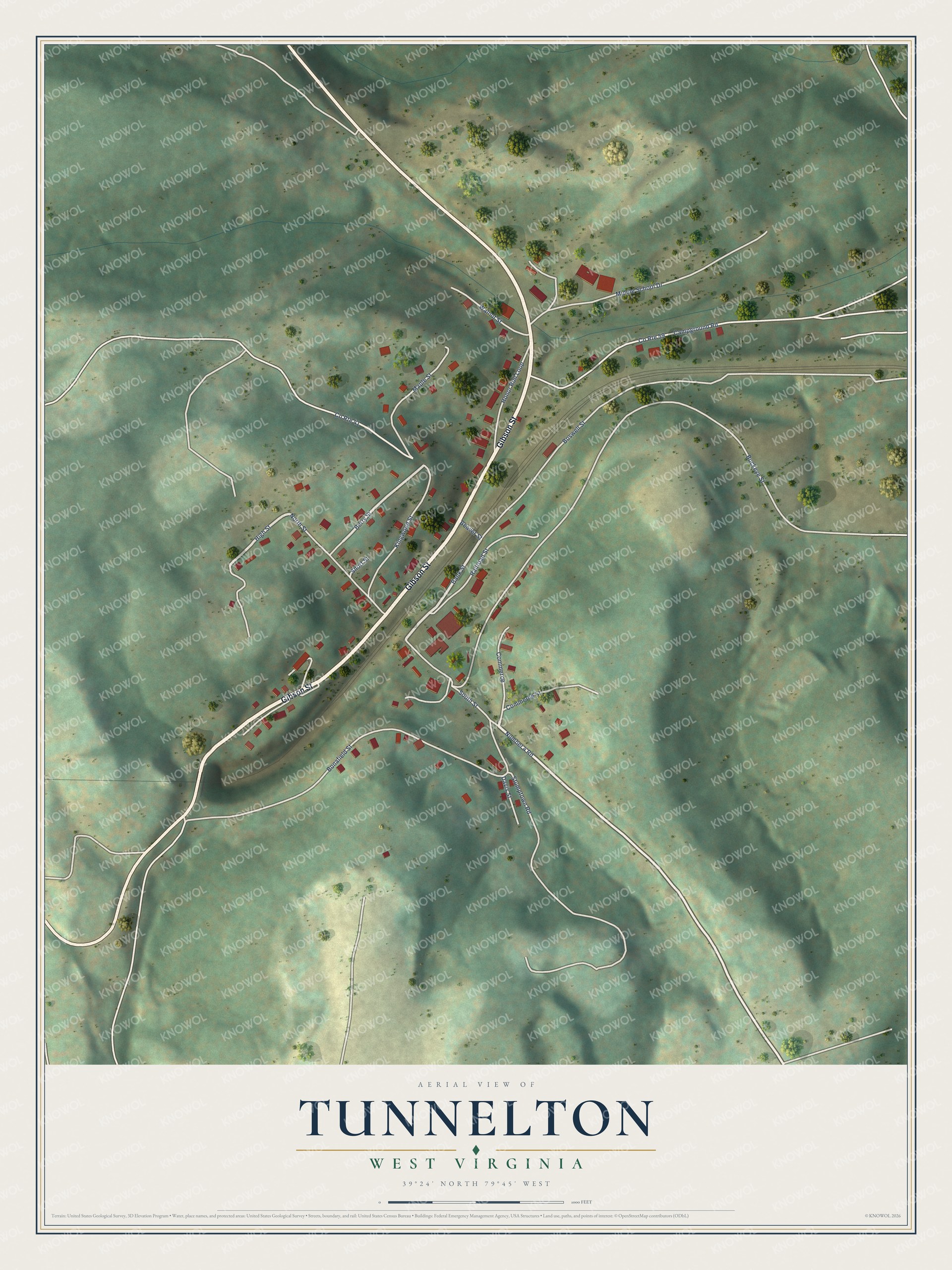 Watermarked full-map preview of Tunnelton, West Virginia