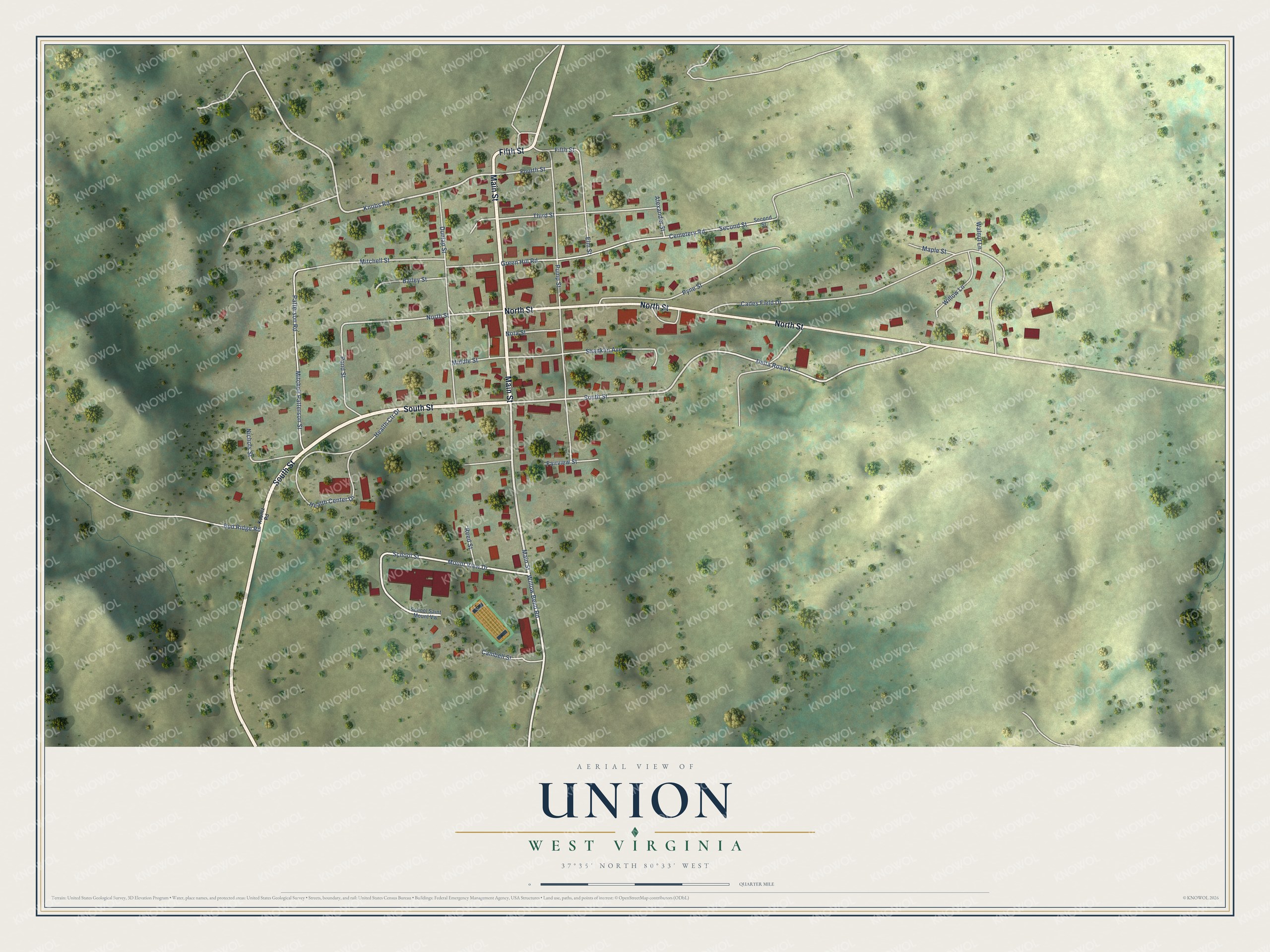 Watermarked full-map preview of Union, West Virginia