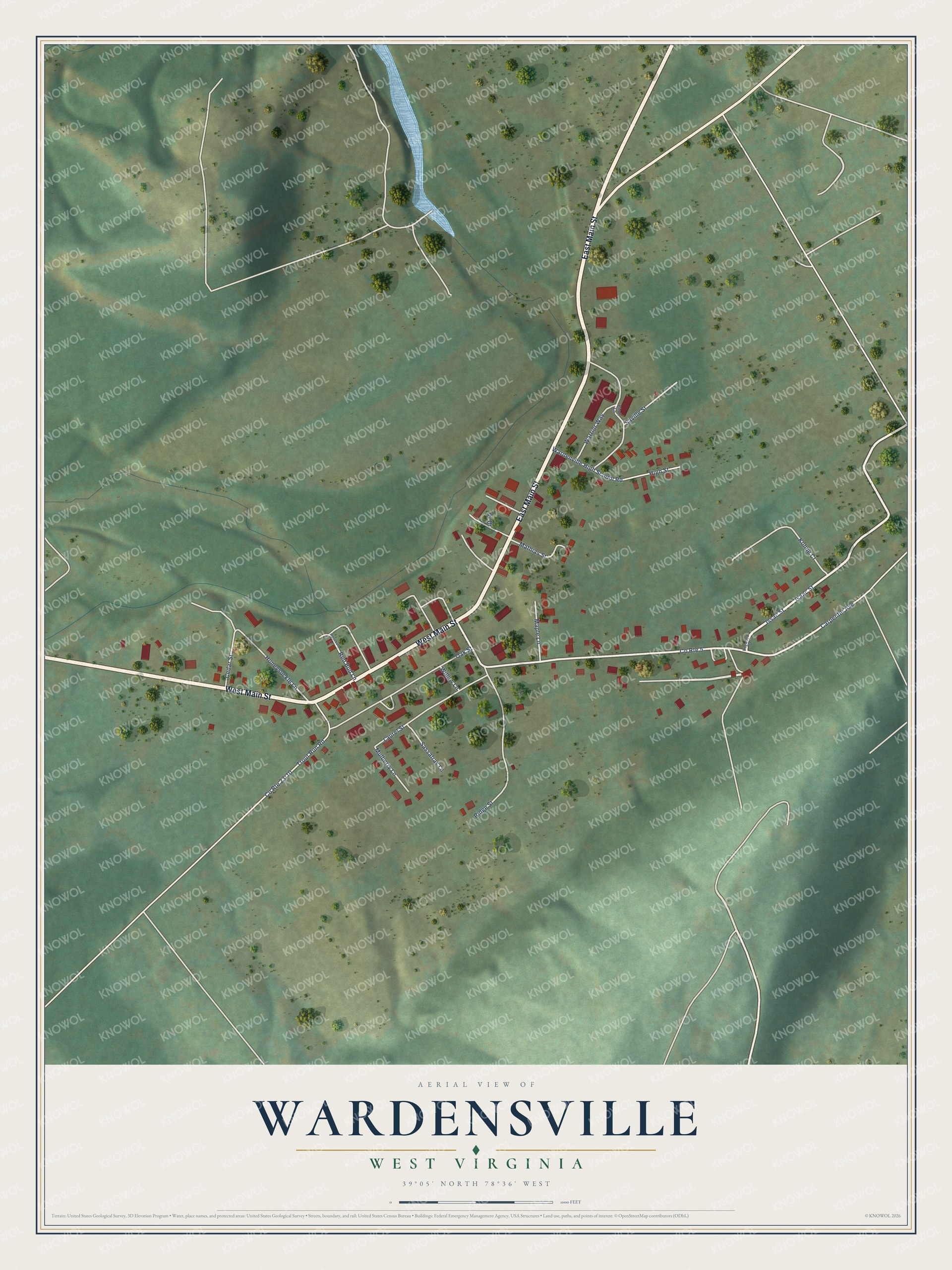 Watermarked full-map preview of Wardensville, West Virginia