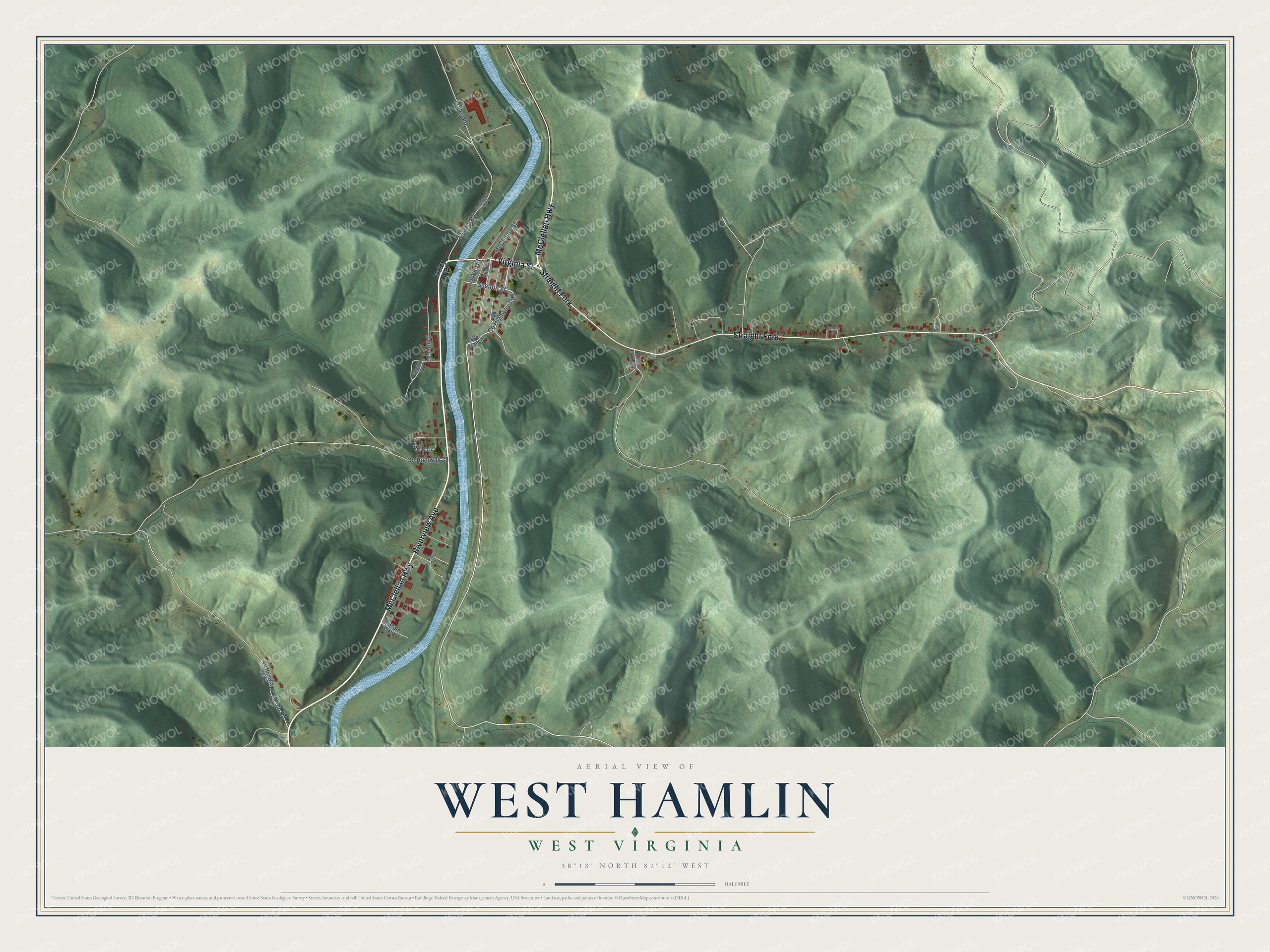 Watermarked full-map preview of West Hamlin, West Virginia