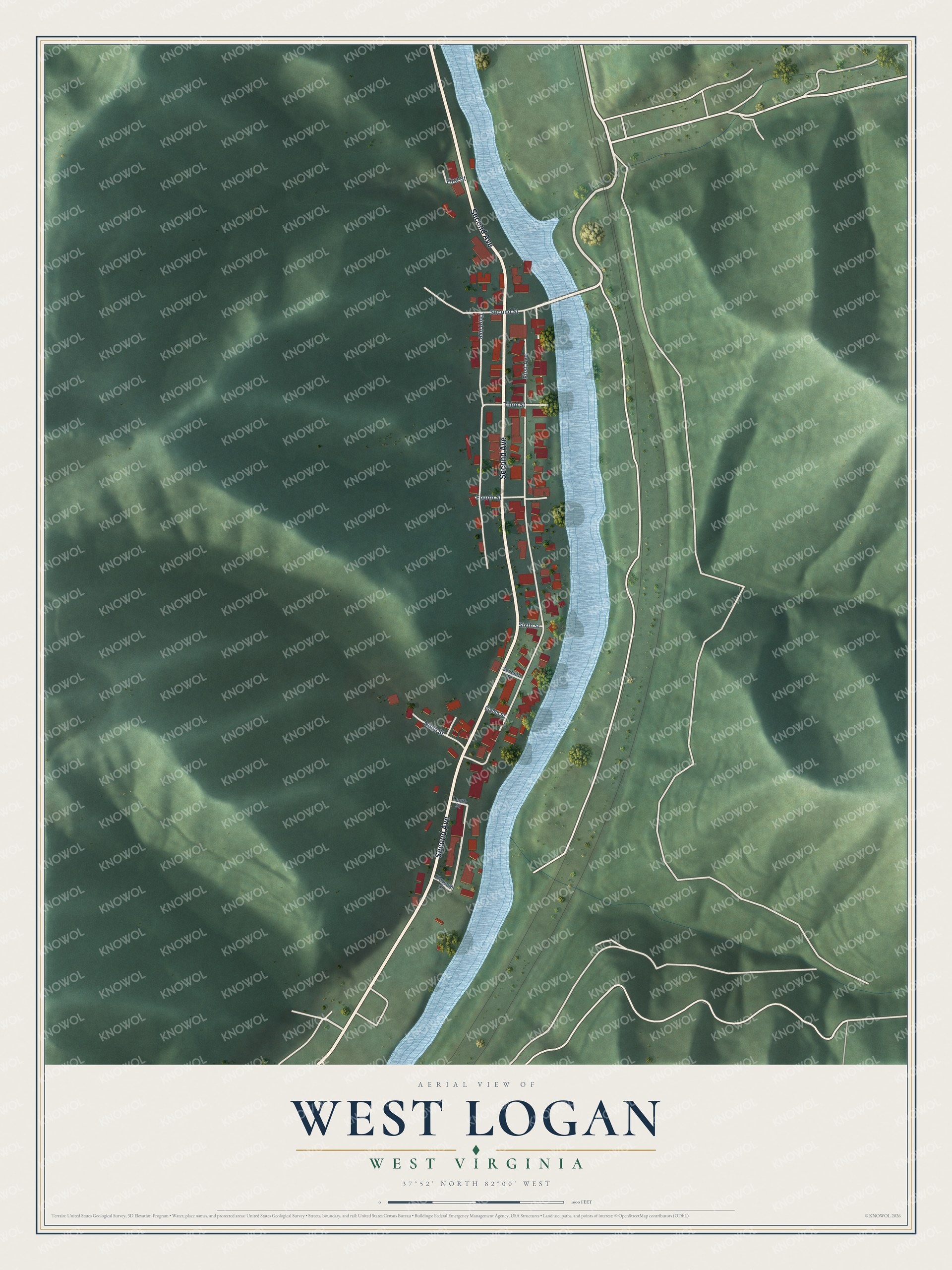 Watermarked full-map preview of West Logan, West Virginia